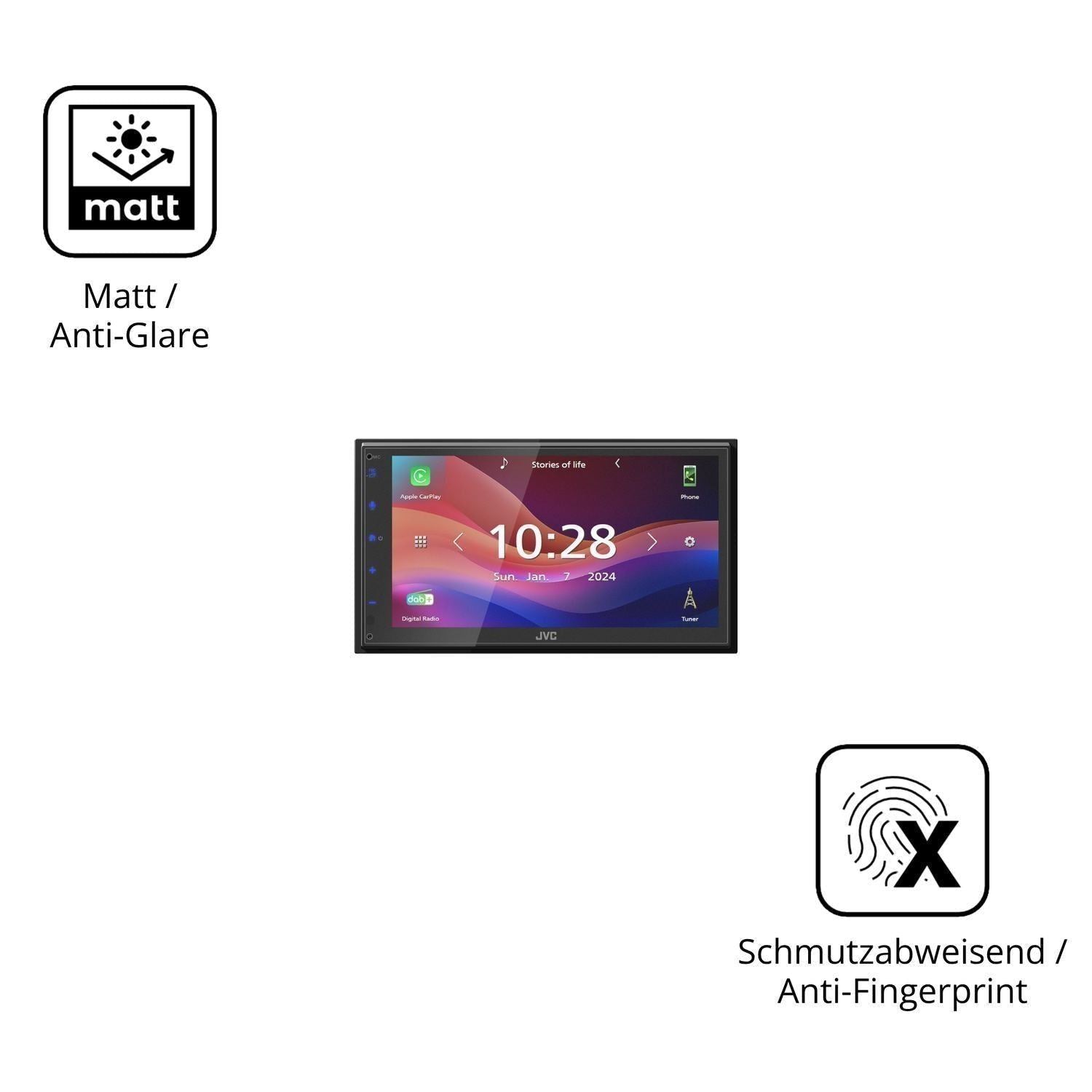2x Schutzfolie matt für JVC KW-M695DBW Display-Sch (5)