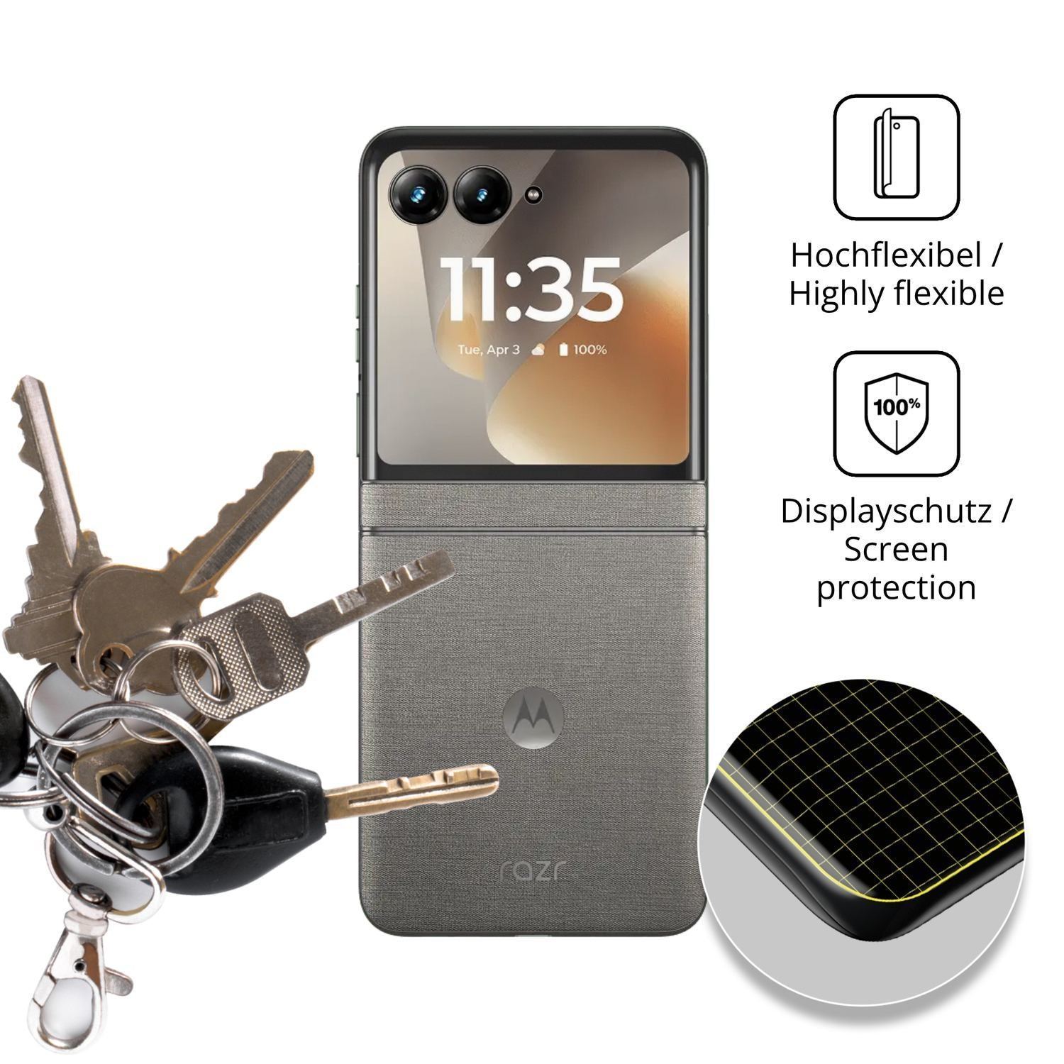2x Full Cover Schutzfolie matt für Motorola Razr 7 (3)