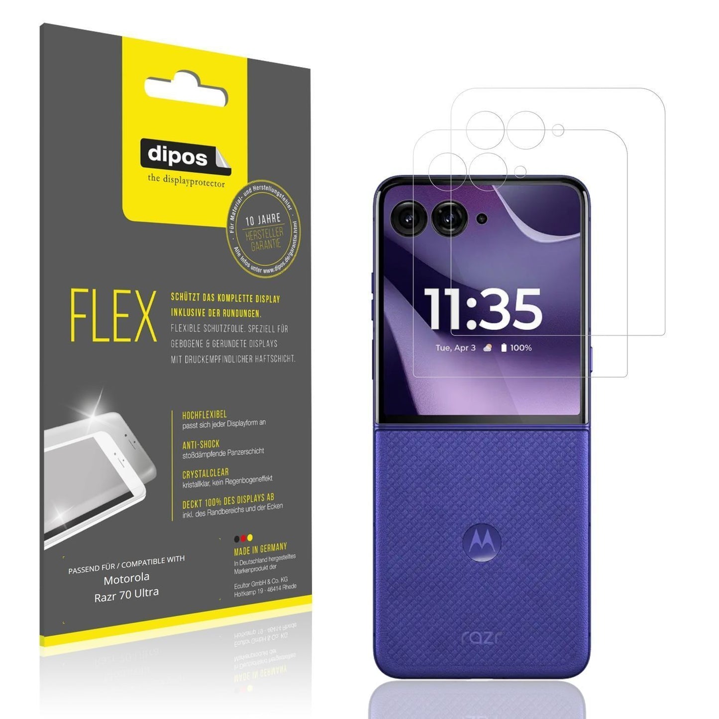 2x 3D Full Cover Schutzfolie für Motorola Razr 70  (1)