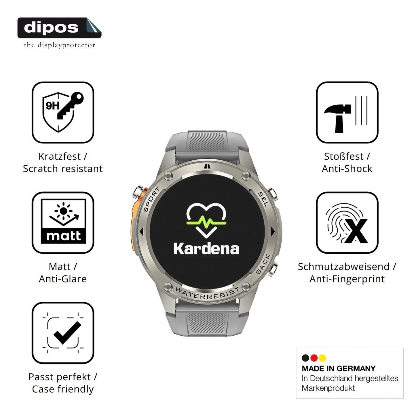 2x 9H Schutzfolie matt für Kardena Care GPS Panzer (7)