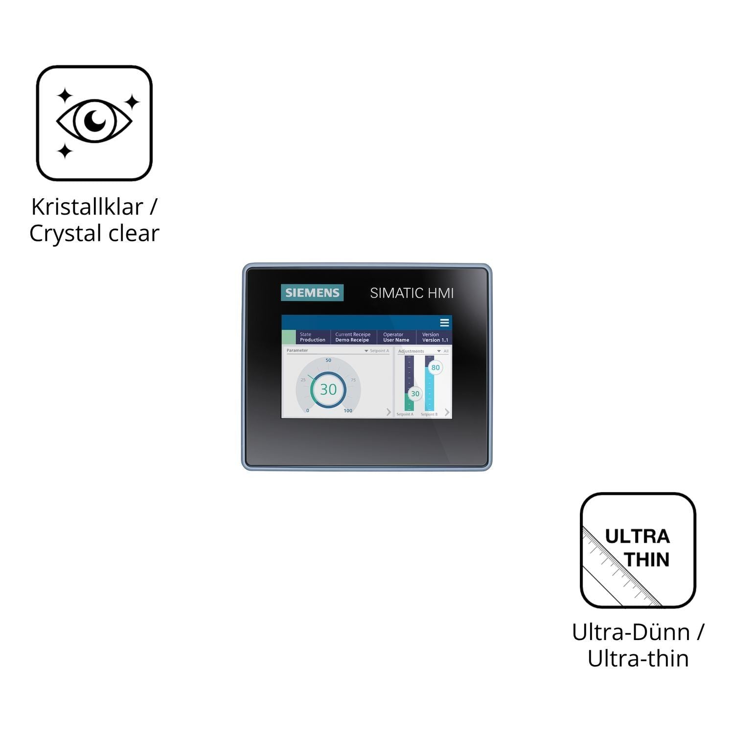 2x Schutzfolie klar für Siemens Simatic HMI MTP400 (5)