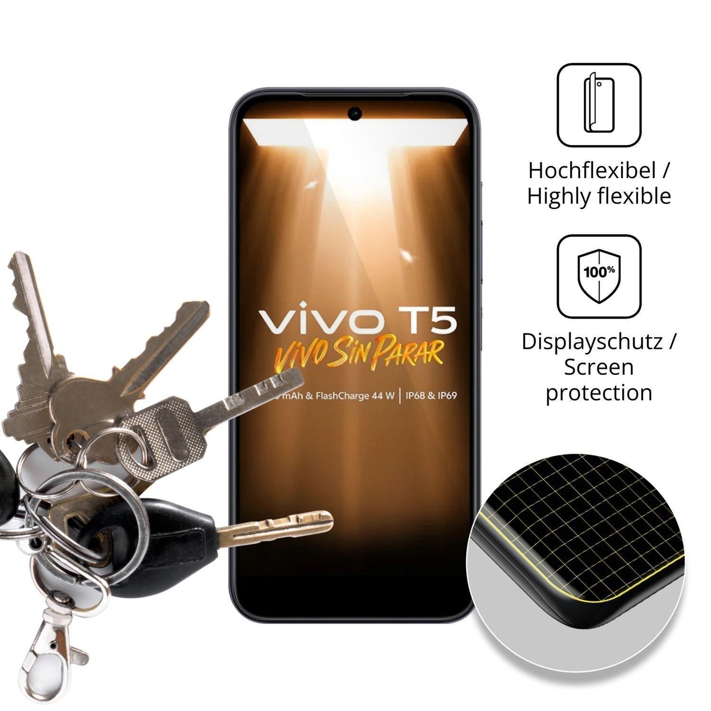 2x 3D Full Cover Schutzfolie für Vivo T5 (3)