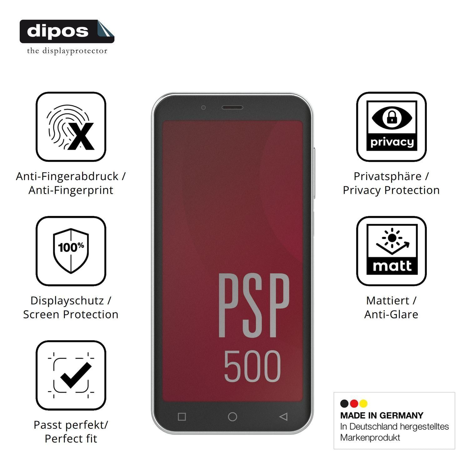 Blickschutzfolie für Peaq PSP 500 matt Schutzfolie (5)