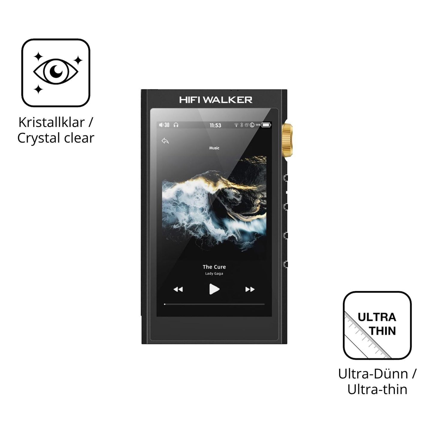 4x Schutzfolie klar für HIFI WALKER H20 Ultra Disp (5)