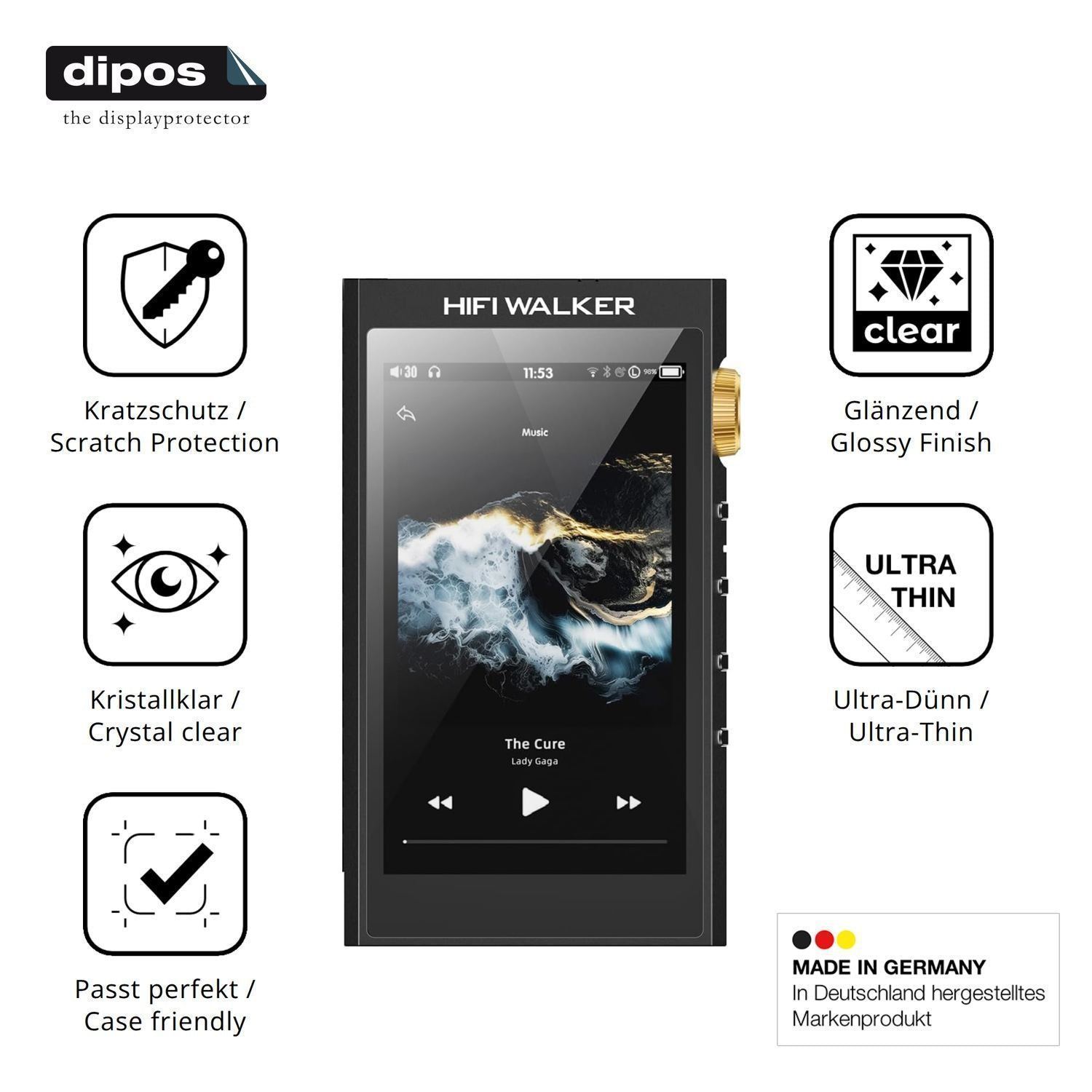 4x Schutzfolie klar für HIFI WALKER H20 Ultra Disp (7)