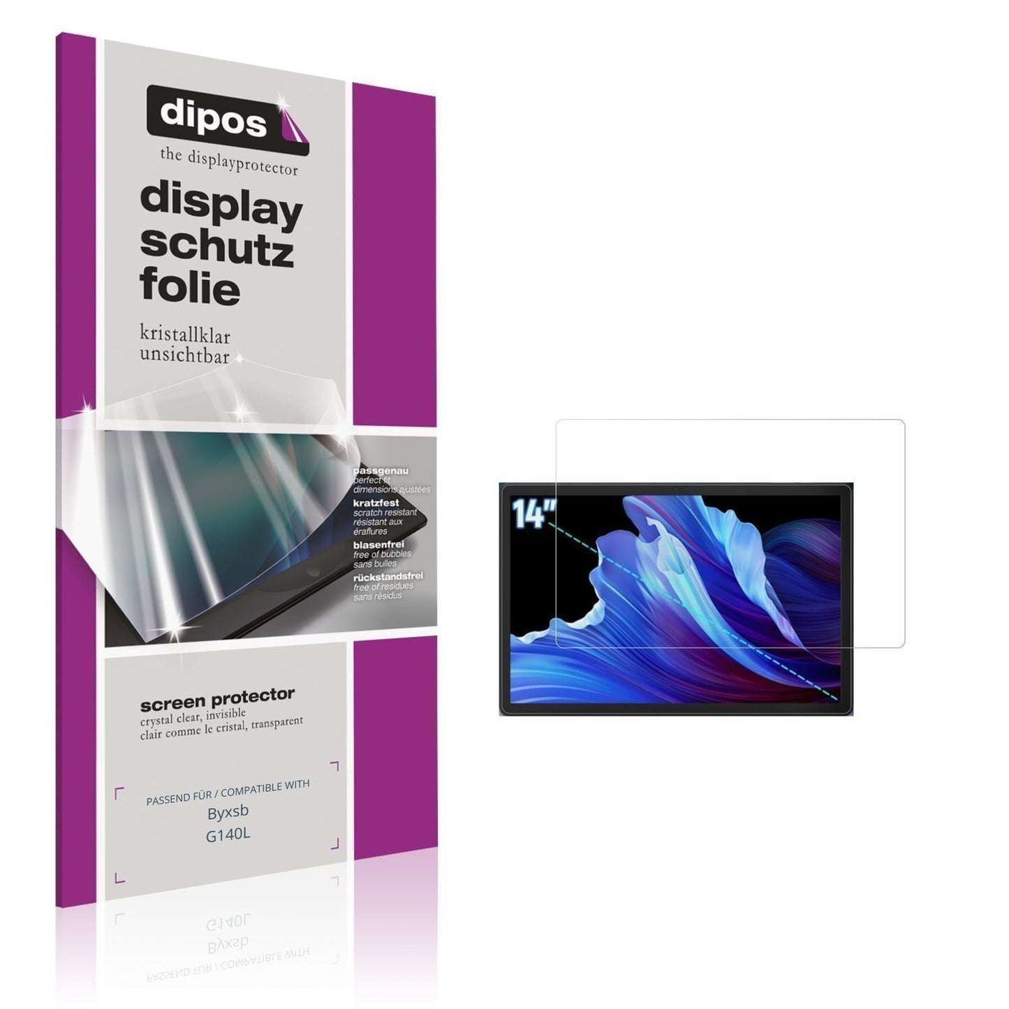 2x Schutzfolie klar für Byxsb G140L Display-Schutz (1)