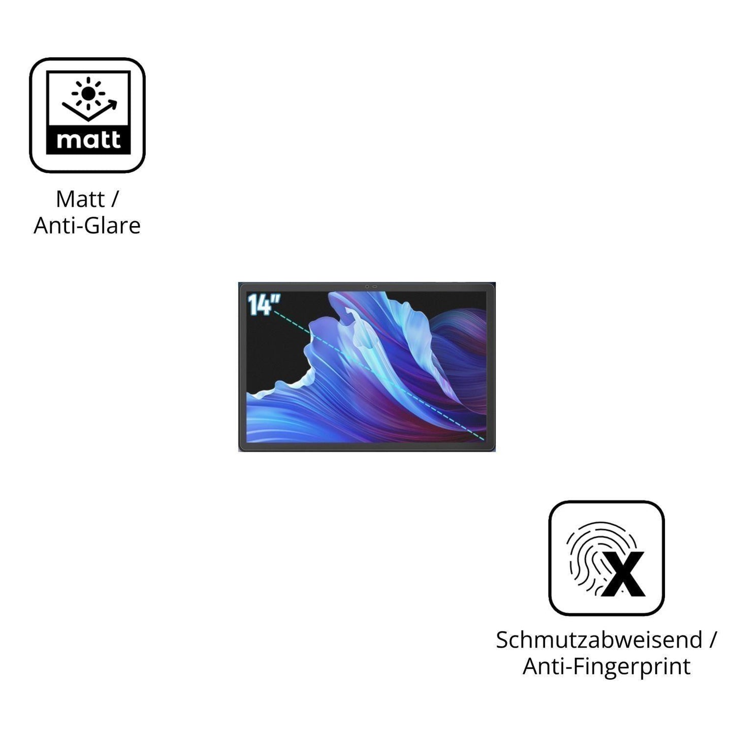 2x Schutzfolie matt für Byxsb G140L Display-Schutz (5)