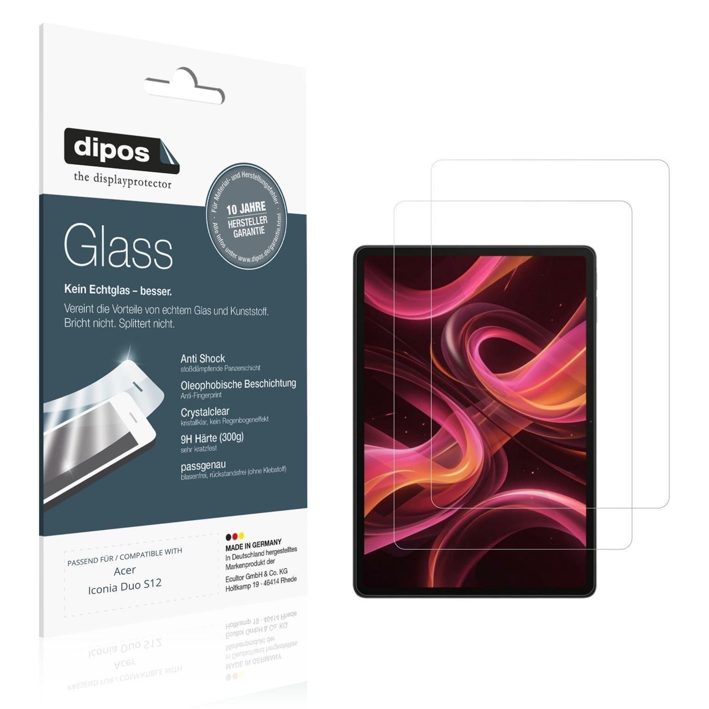 2x 9H Schutzfolie für Acer Iconia Duo S12 Panzerfo (1)