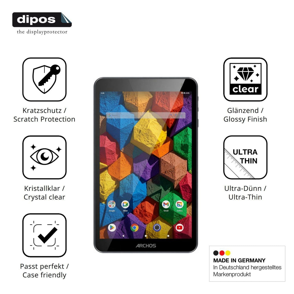 2x Schutzfolie klar für Archos T80 HD WiFi Display (7)