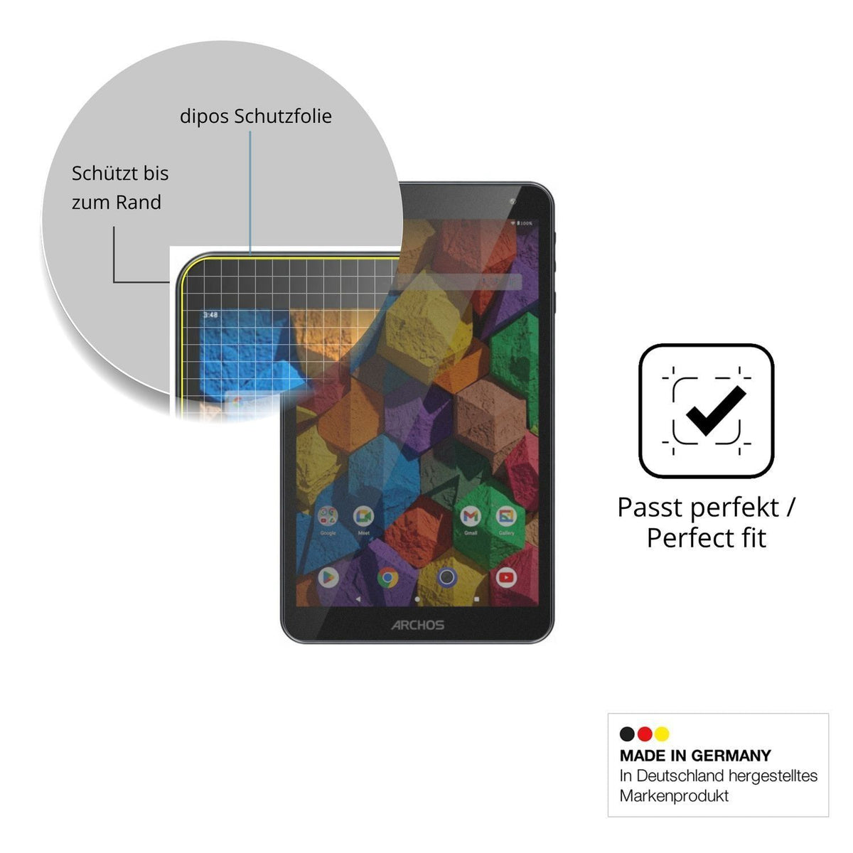Blickschutzfolie für Archos T80 HD WiFi matt Schut (4)