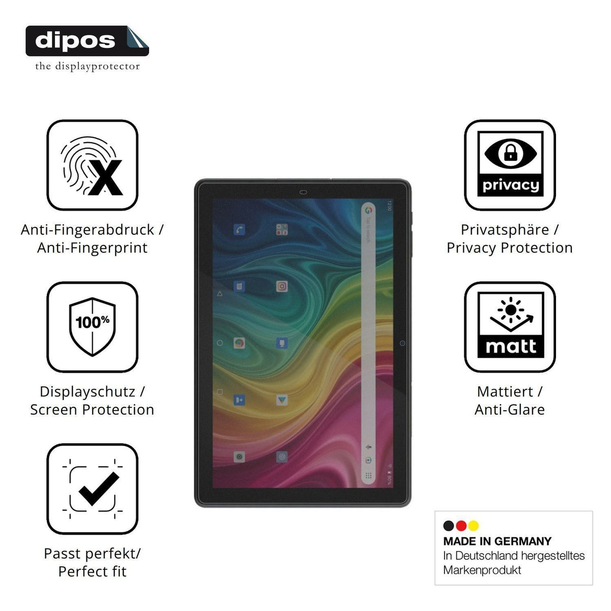 Blickschutzfolie für Archos T101 HD2 4G matt Schut (5)