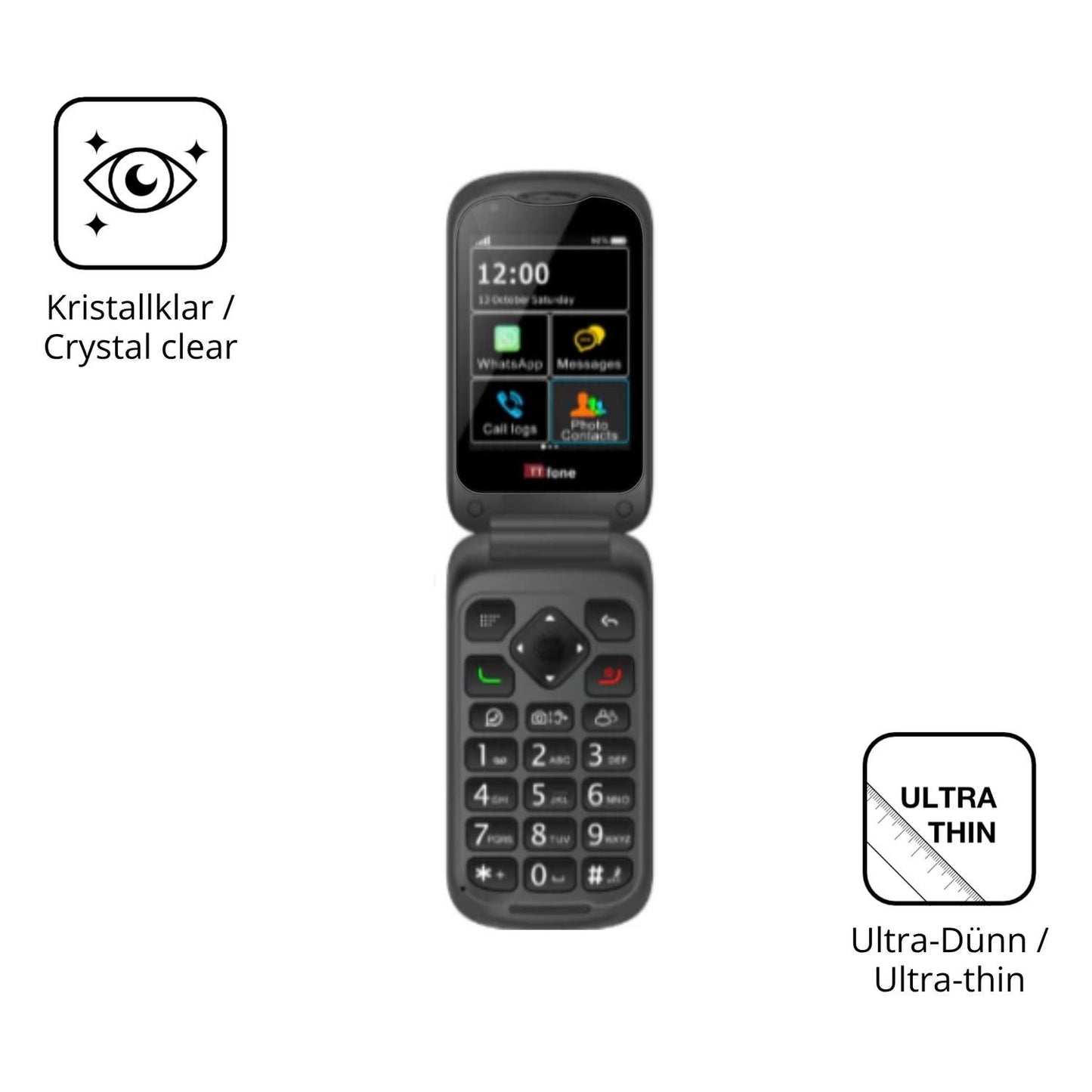 4x Schutzfolie klar für TTfone TT970 Display-Schut (5)