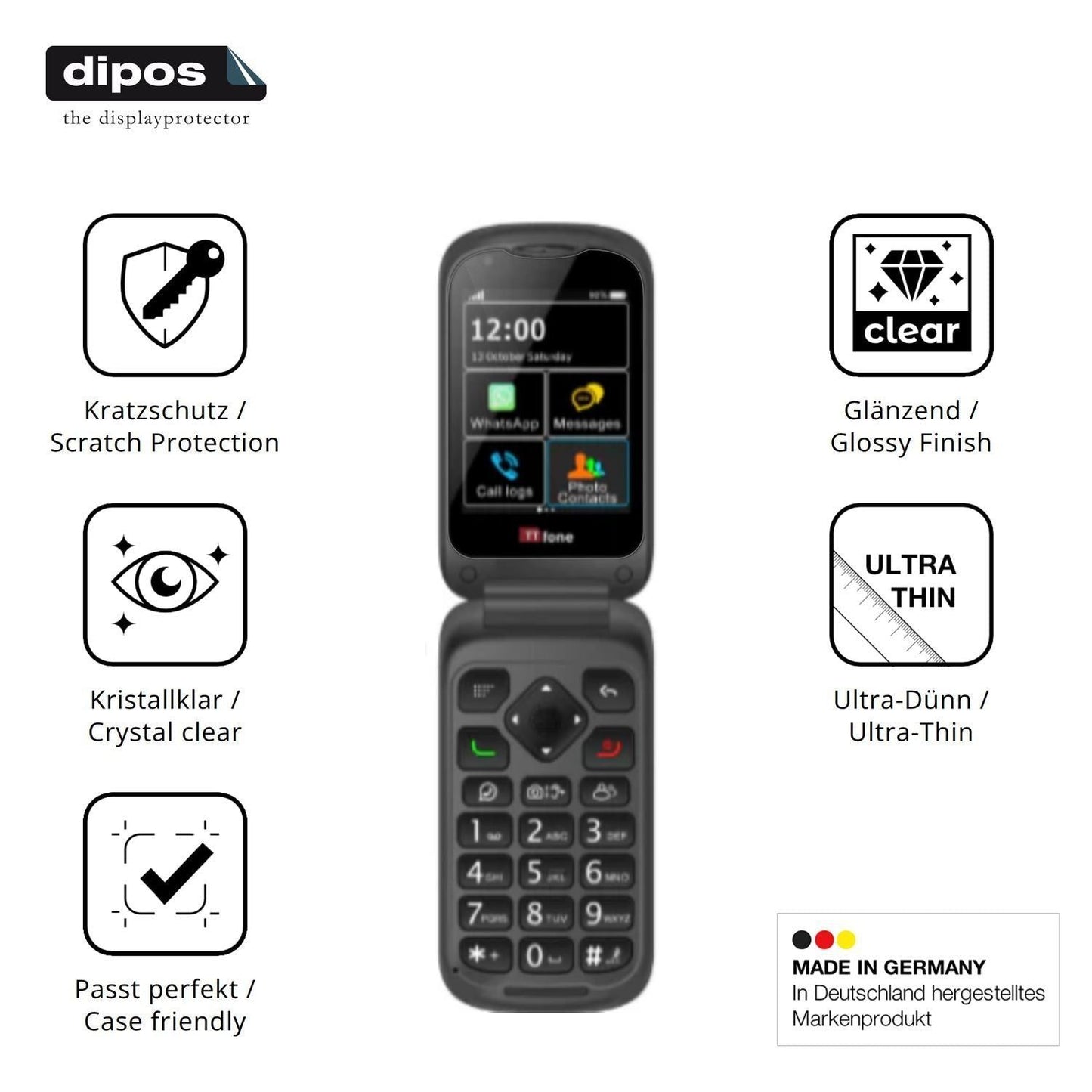 4x Schutzfolie klar für TTfone TT970 Display-Schut (7)