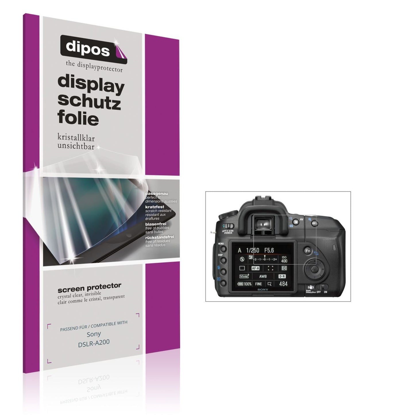 4x Schutzfolie klar für Sony DSLR-A200 Display-Sch (1)