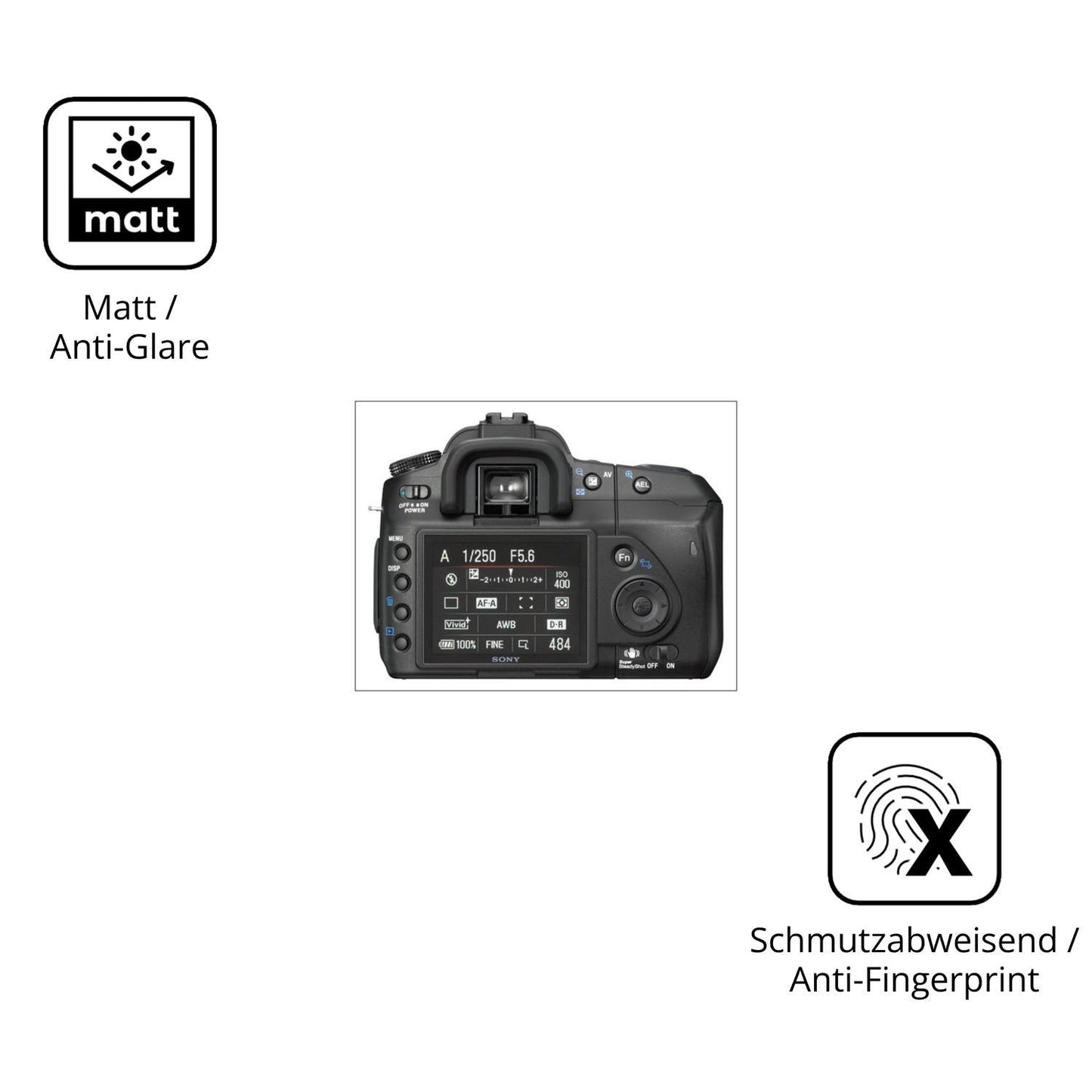 2x 9H Schutzfolie matt für Sony DSLR-A200 Panzerfo (5)