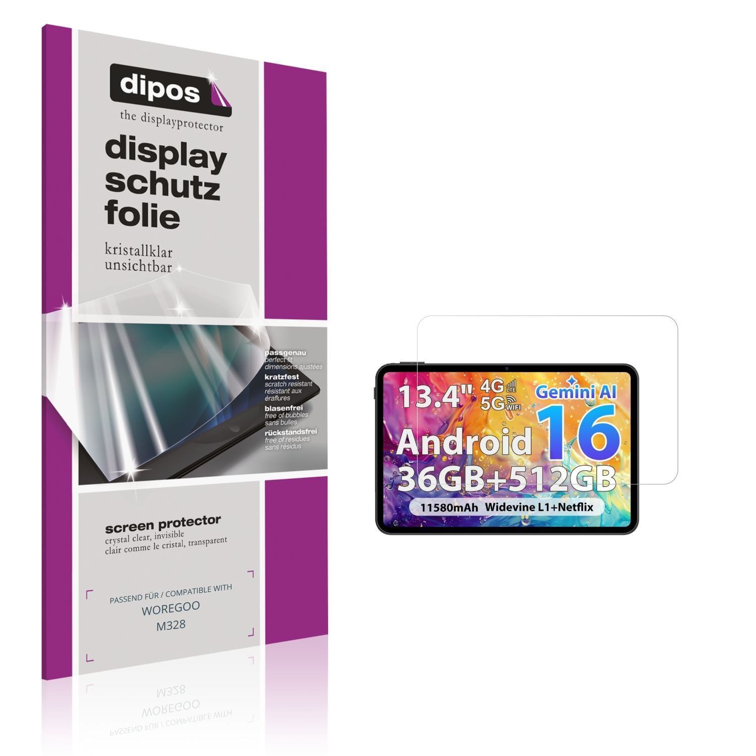 2x Schutzfolie klar für WOREGOO M328 Display-Schut (1)