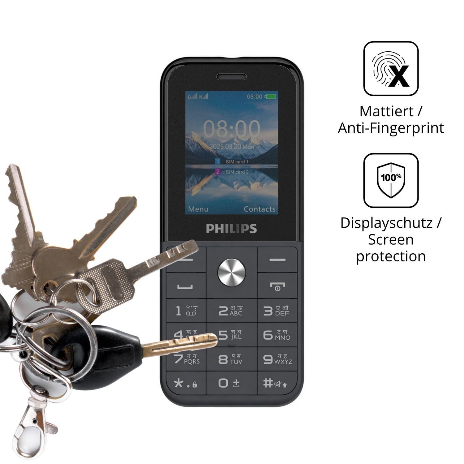 Blickschutzfolie für Philips E2102 matt Schutzfoli (3)
