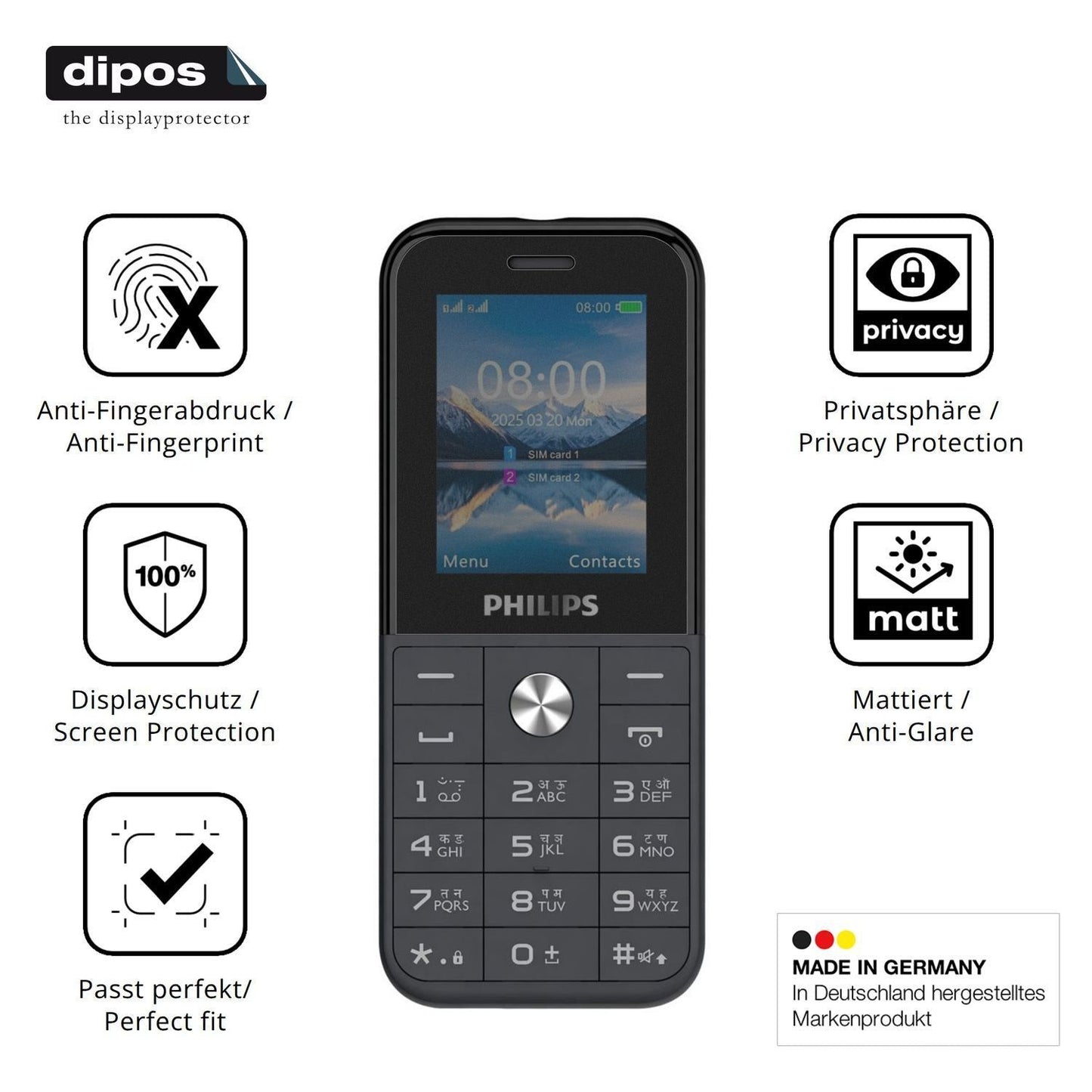 Blickschutzfolie für Philips E2102 matt Schutzfoli (5)
