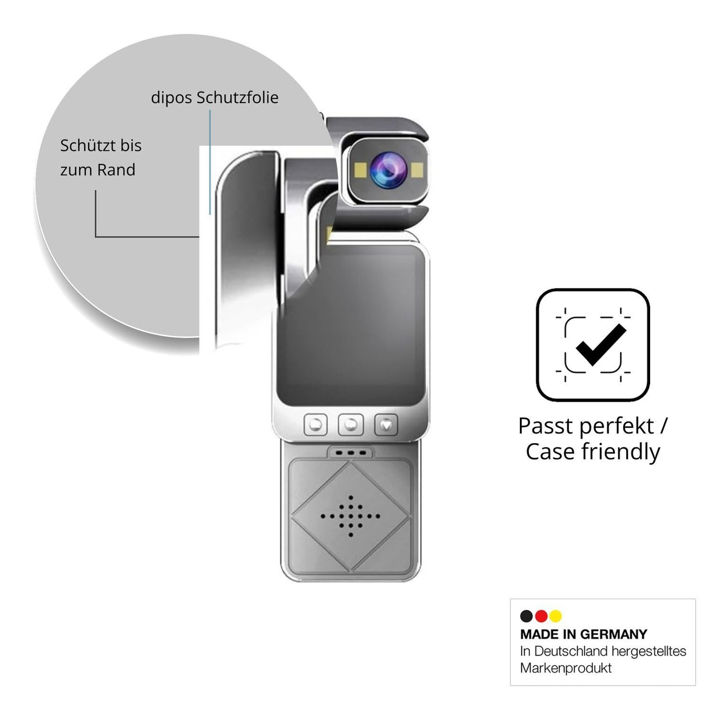 2x 9H Schutzfolie matt für ARMYJY Clip-On Body Cam (6)