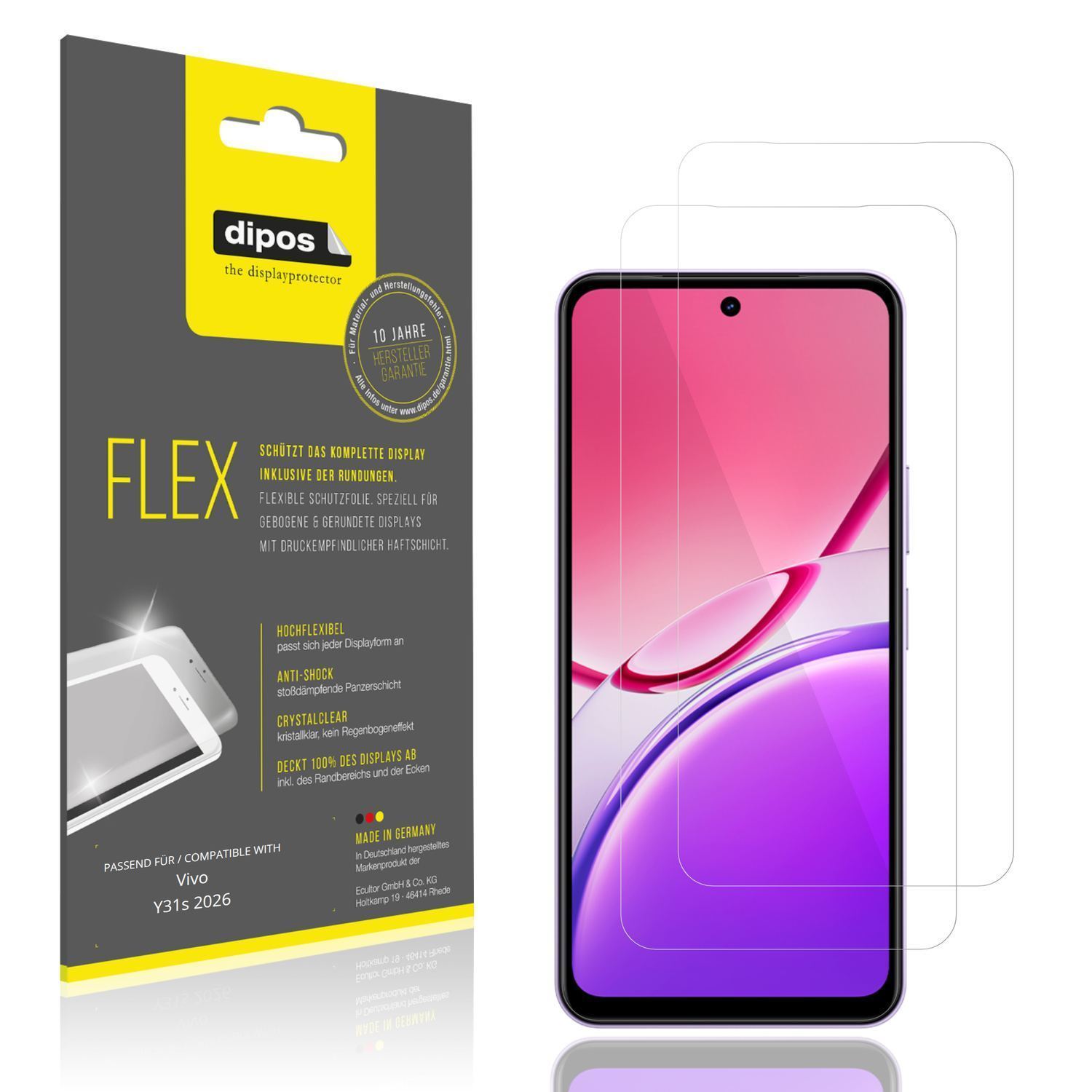 2x 3D Full Cover Schutzfolie für Vivo Y31s 2026 (1)
