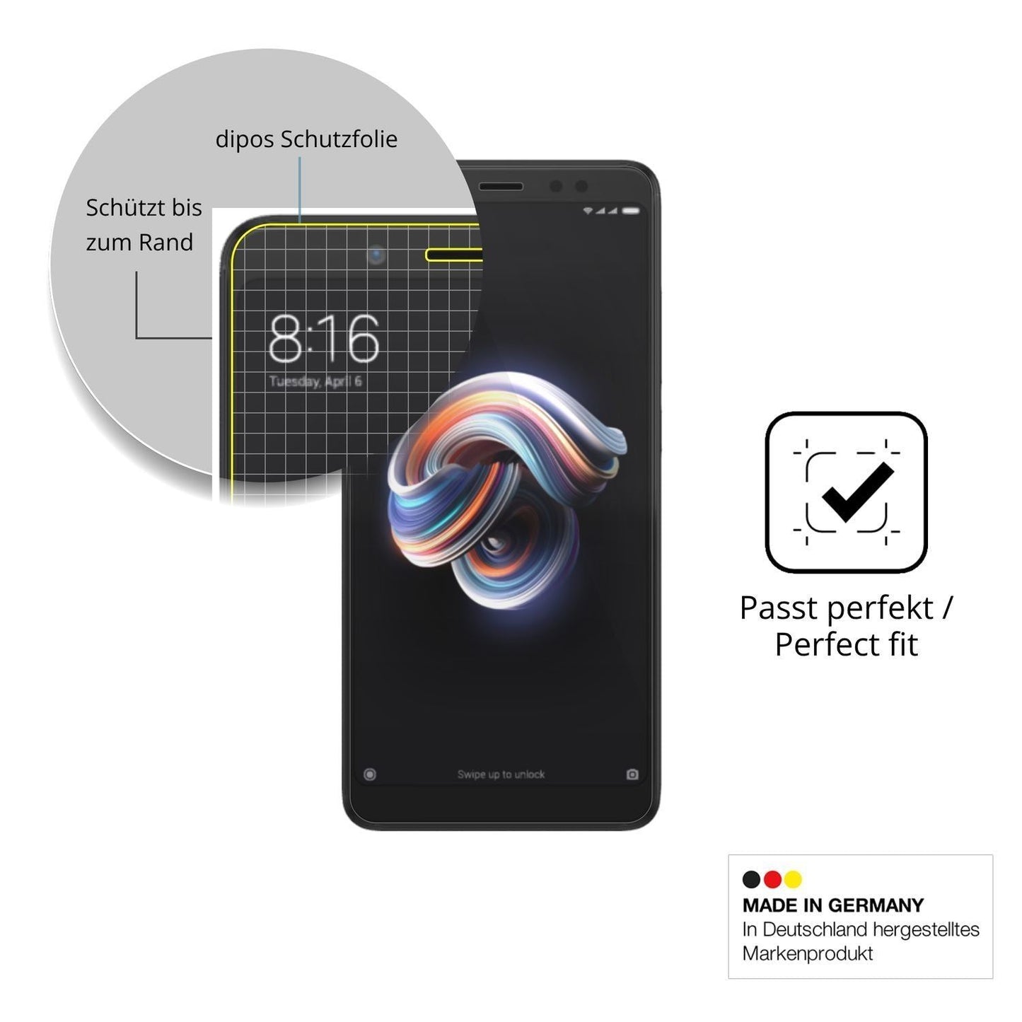 2x 3D Full Cover Schutzfolie für Xiaomi Redmi Note (6)
