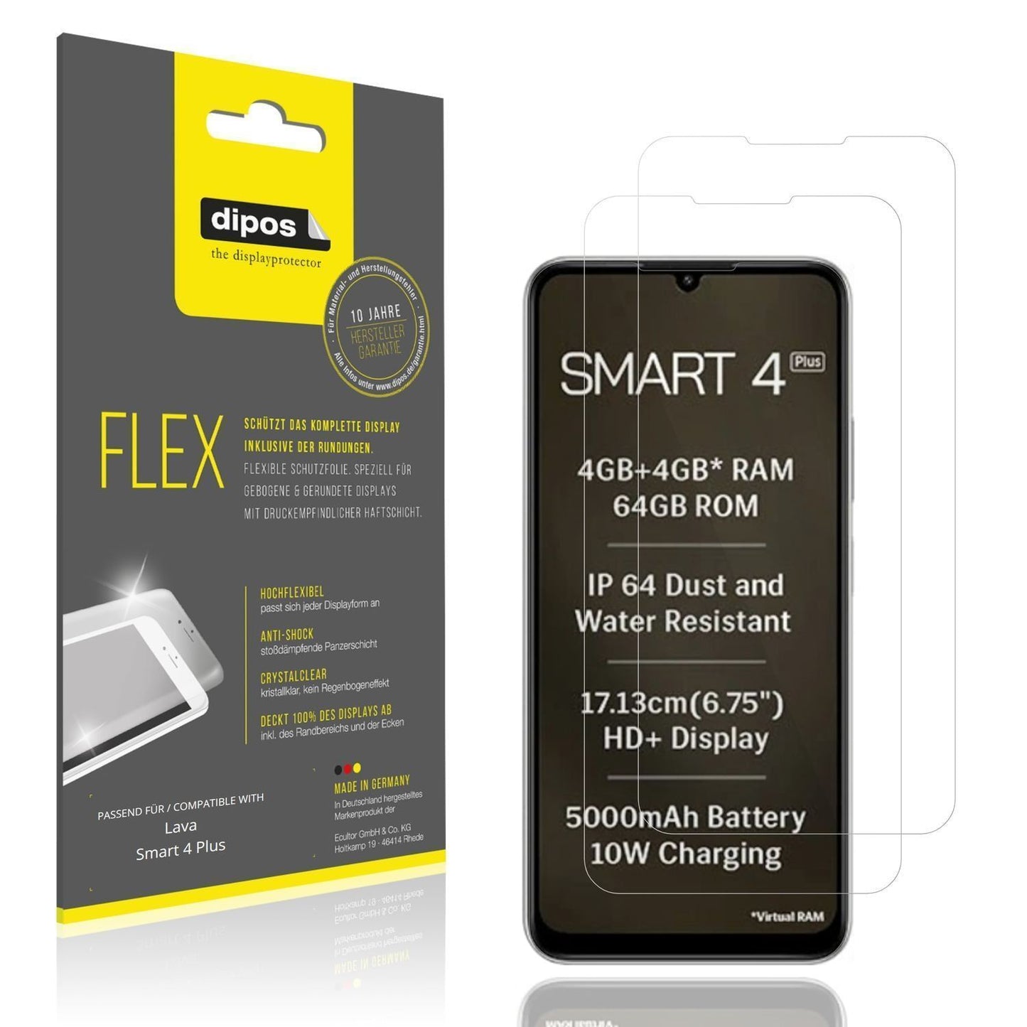 2x 3D Full Cover Schutzfolie für Lava Smart 4 Plus (1)