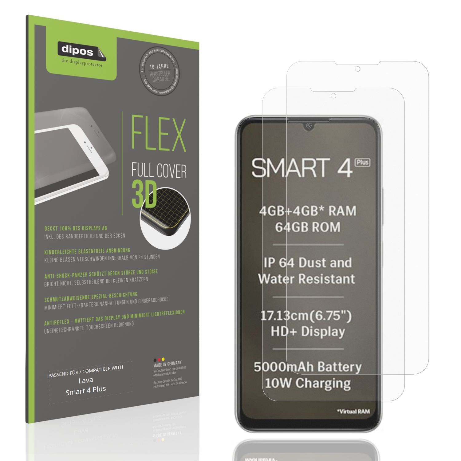 2x Full Cover Schutzfolie matt für Lava Smart 4 Pl (1)