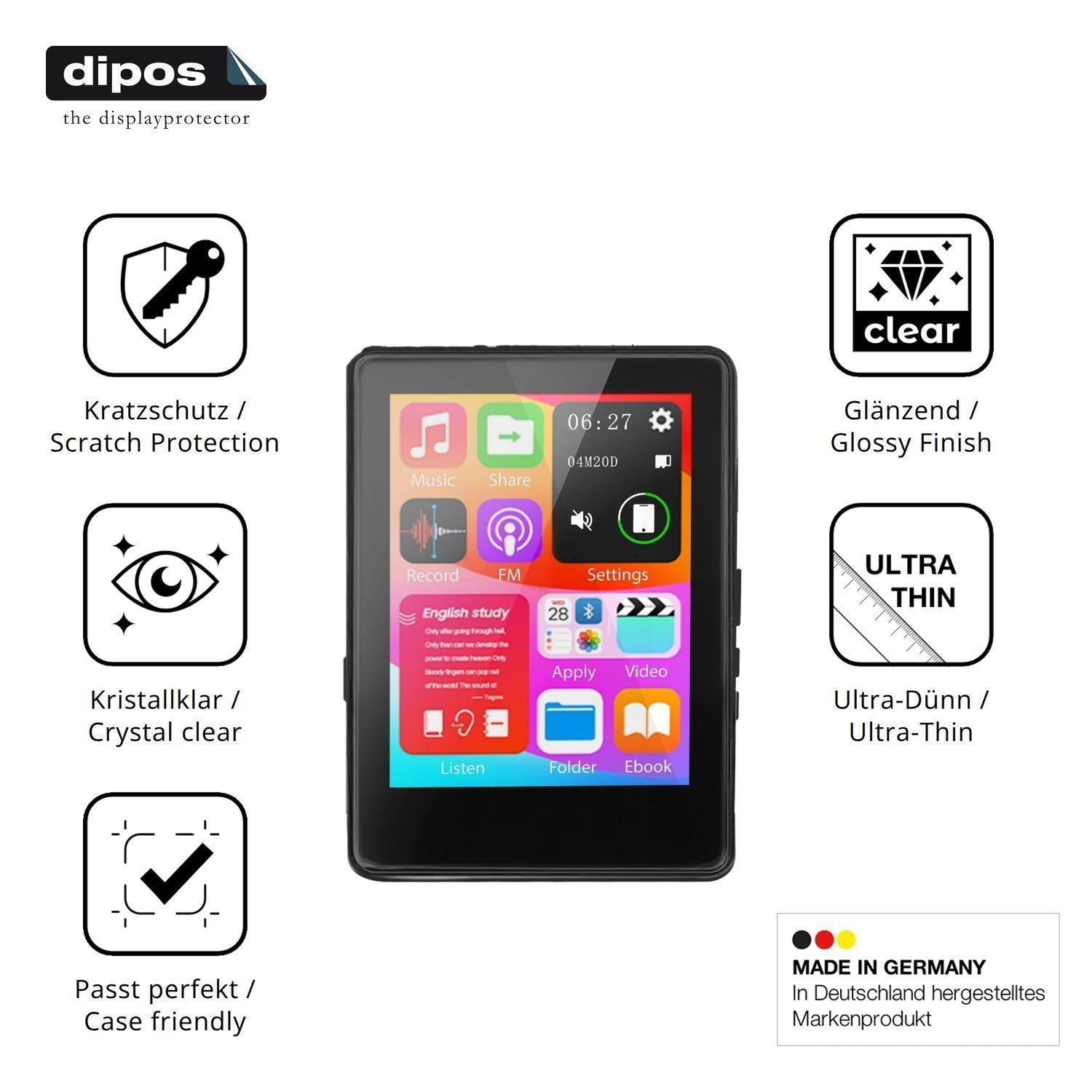 4x Schutzfolie klar für Aroeally MP3-D7 Display-Sc (7)