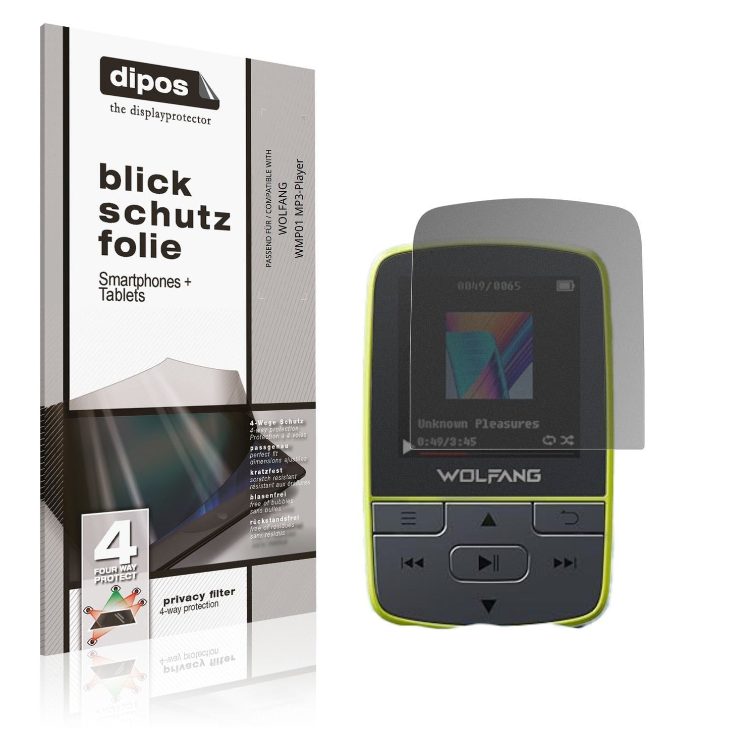 Blickschutzfolie für WOLFANG WMP01 MP3-Player matt (1)
