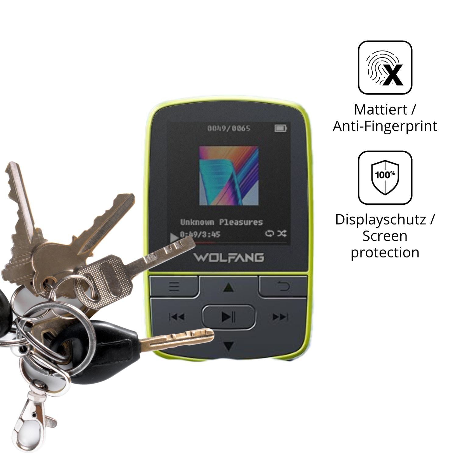 Blickschutzfolie für WOLFANG WMP01 MP3-Player matt (3)