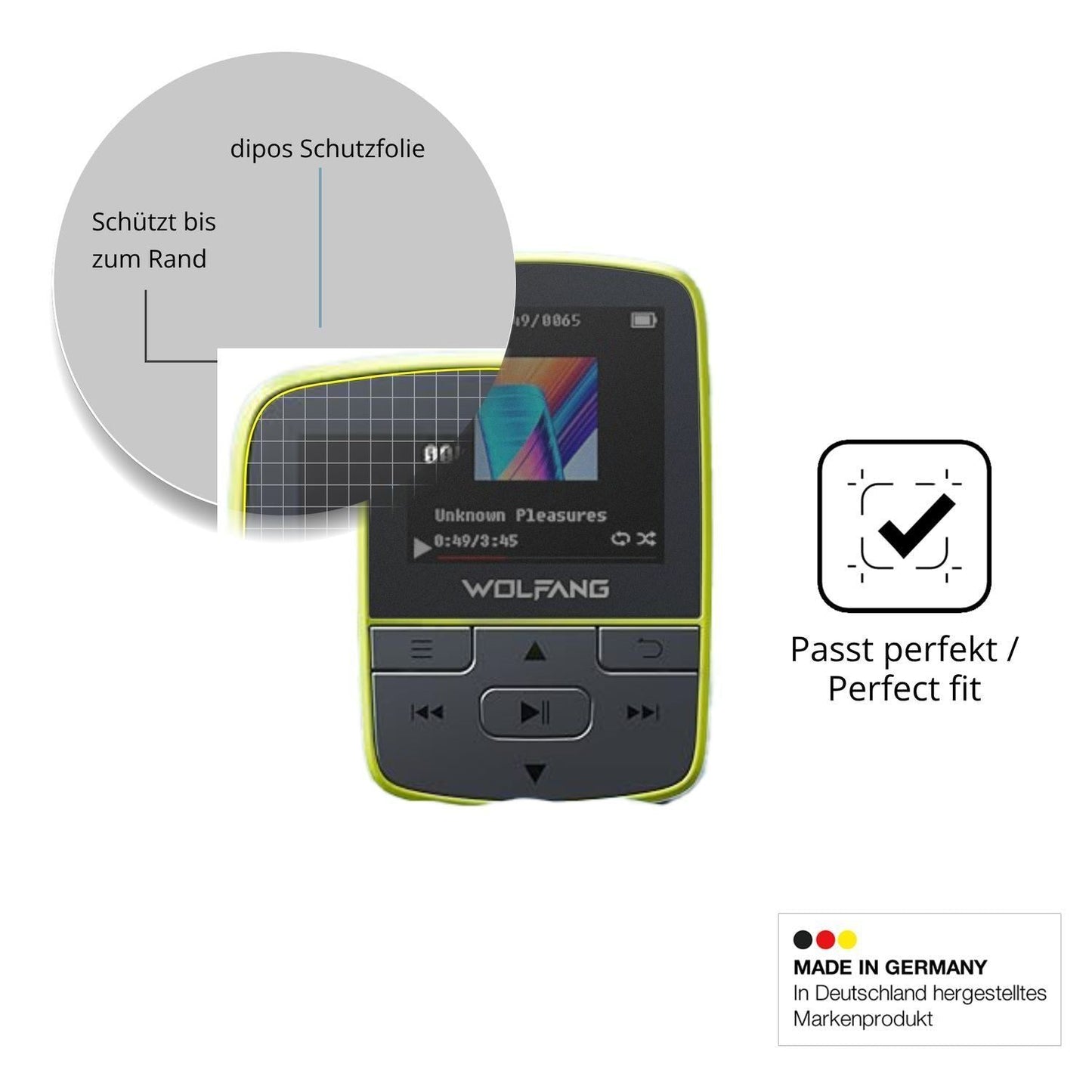 Blickschutzfolie für WOLFANG WMP01 MP3-Player matt (4)