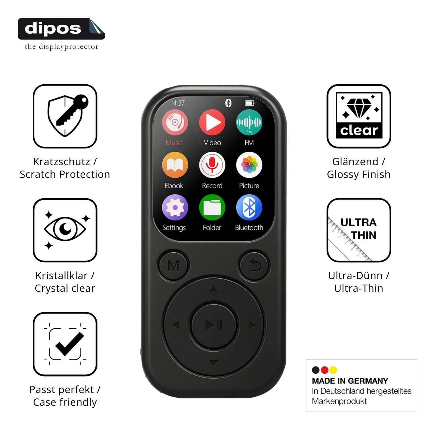 4x Schutzfolie klar für Taichaeu 01D MP3-Player Di (7)