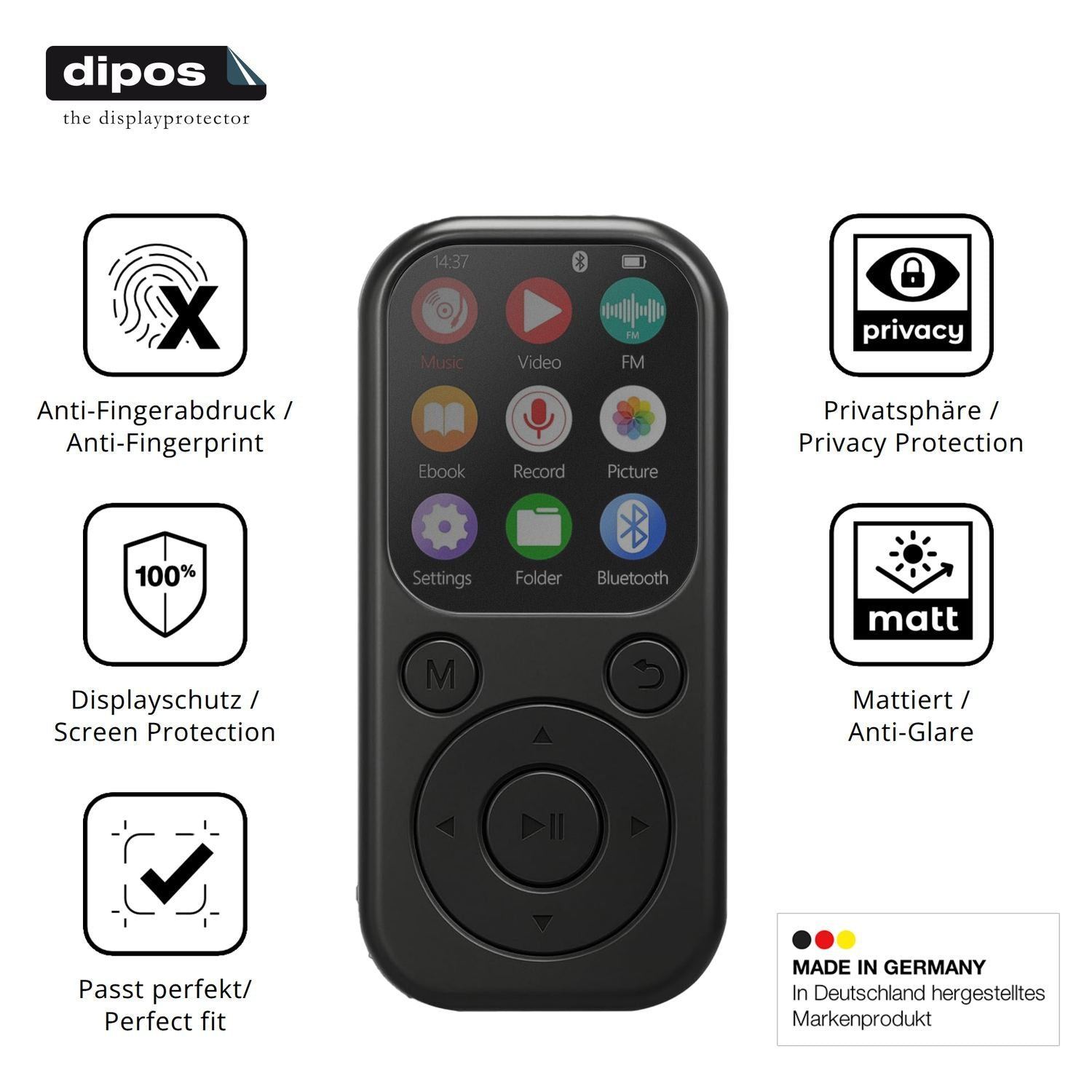 Blickschutzfolie für Taichaeu 01D MP3-Player matt  (5)