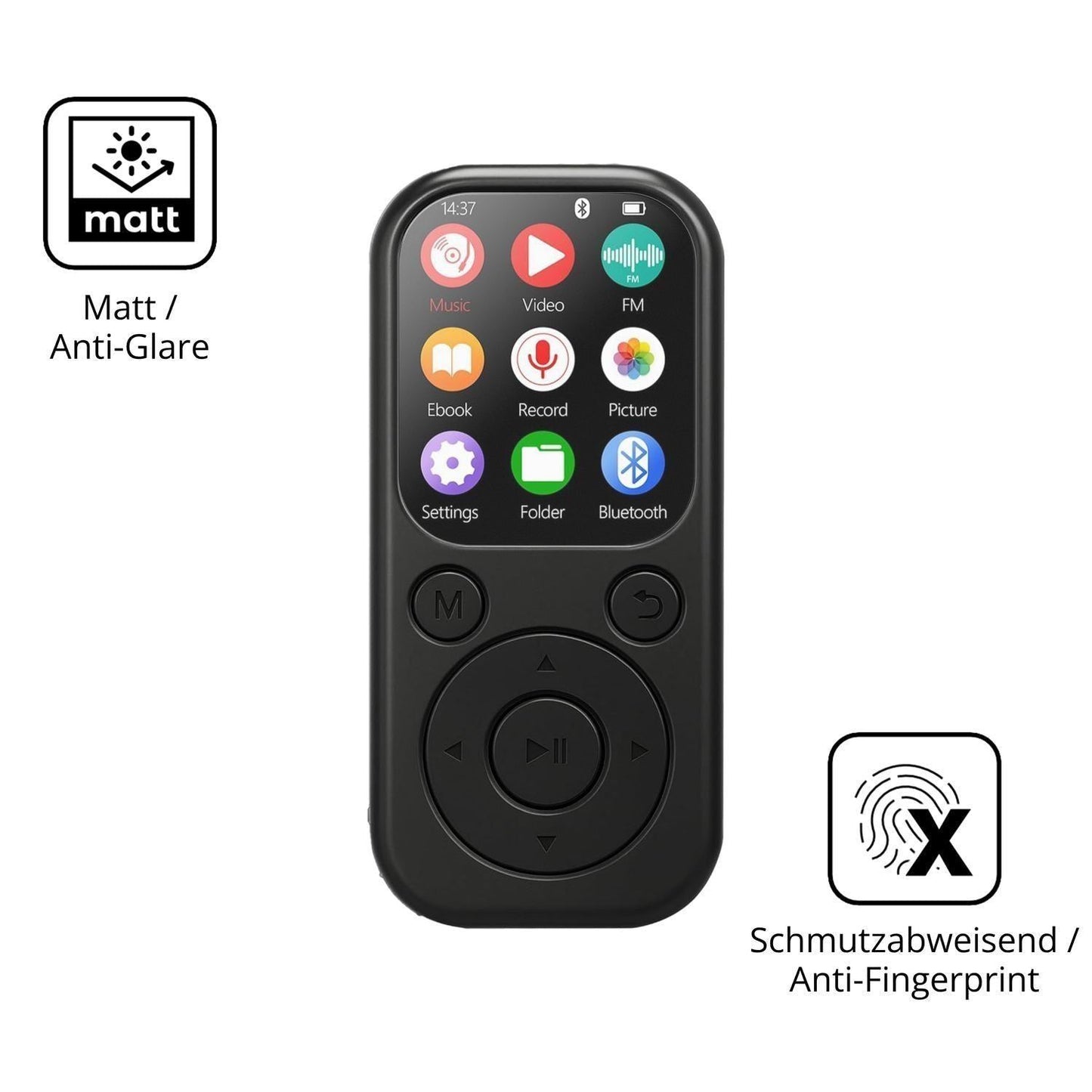 2x 9H Schutzfolie matt für Taichaeu 01D MP3-Player (5)