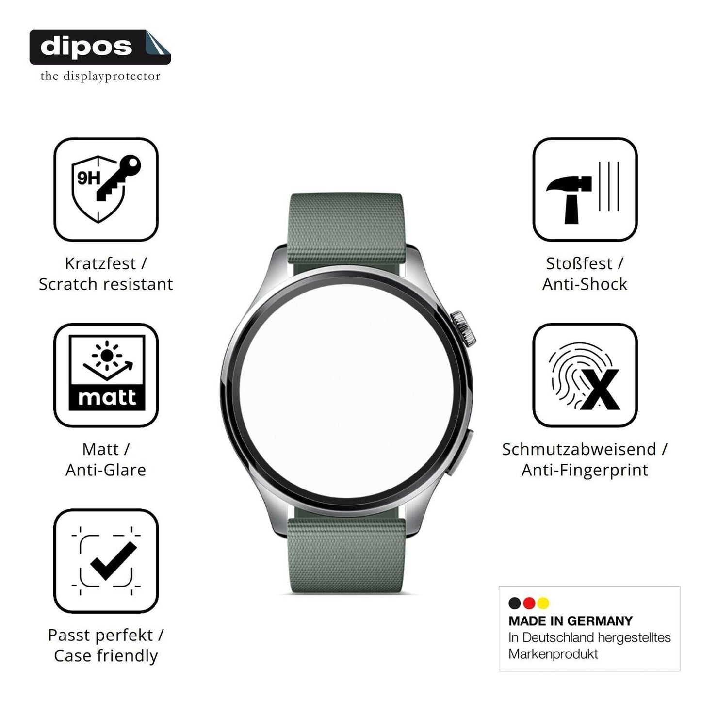 2x 9H Schutzfolie matt für Xiaomi Watch5 Panzerfol (7)