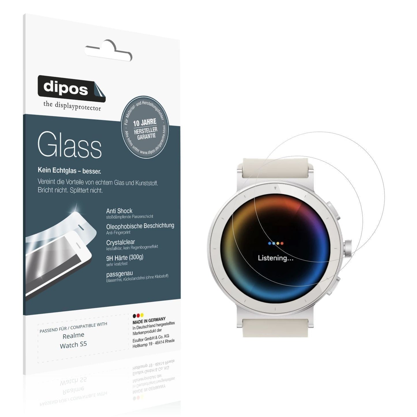 2x 9H Schutzfolie für Realme Watch S5 Panzerfolie (1)