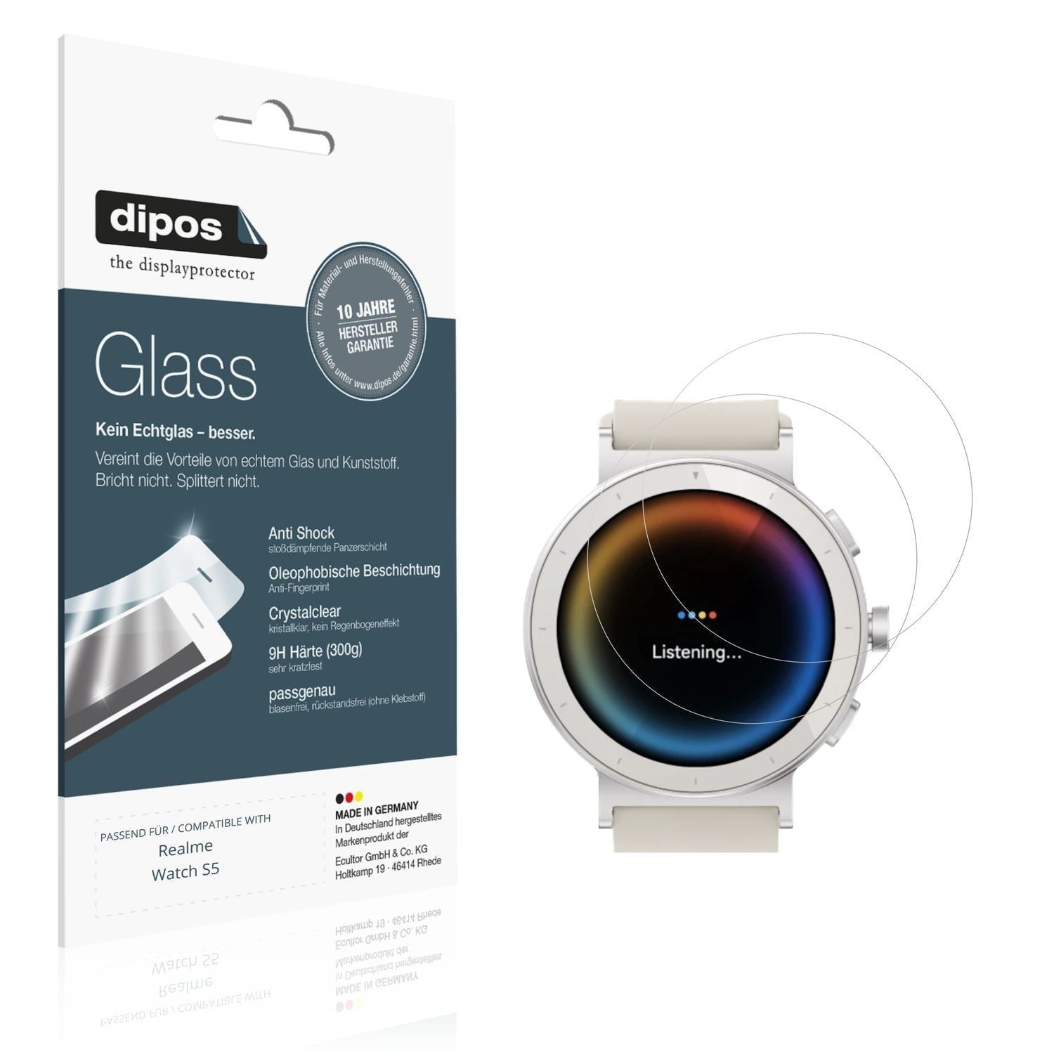 2x 9H Schutzfolie für Realme Watch S5 Panzerfolie (1)