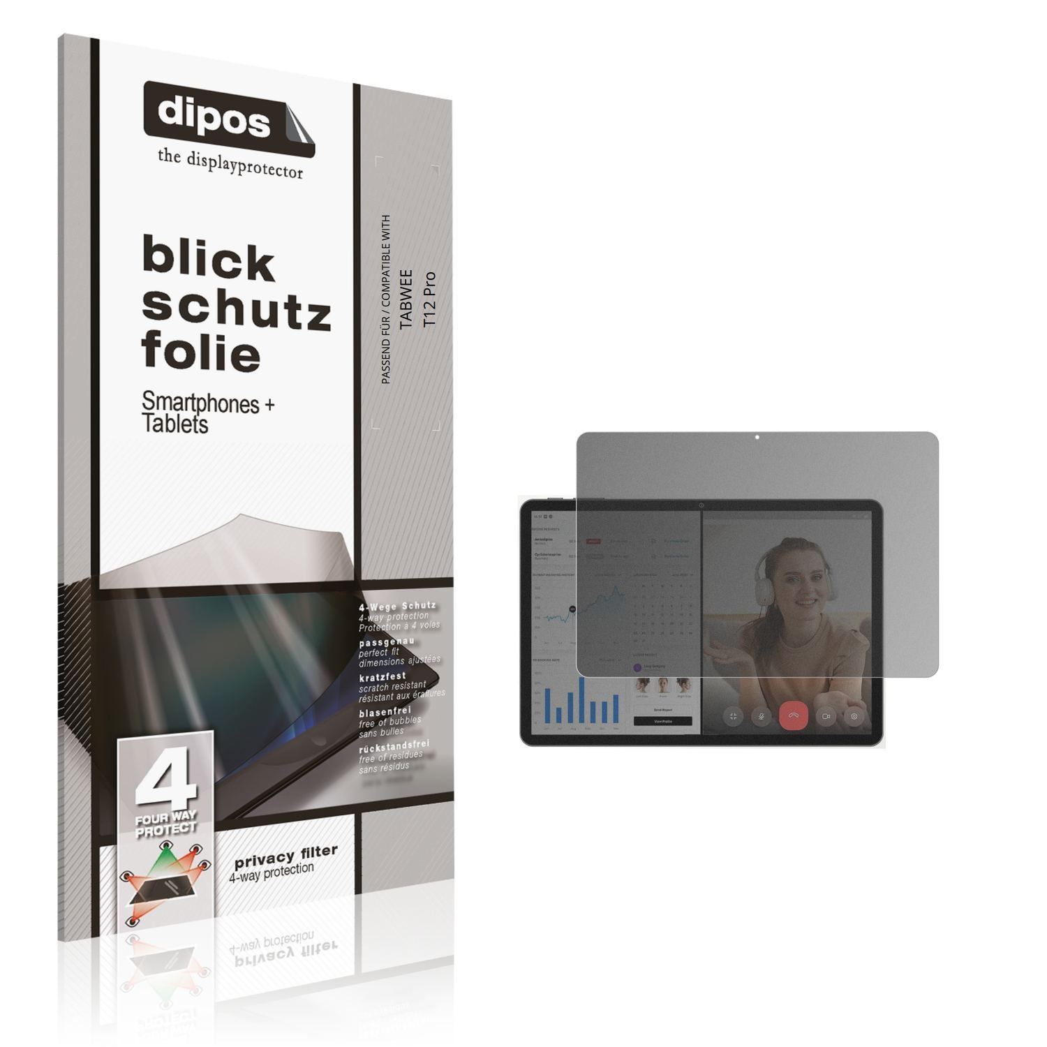 Blickschutzfolie für TABWEE T12 Pro matt Schutzfol (1)