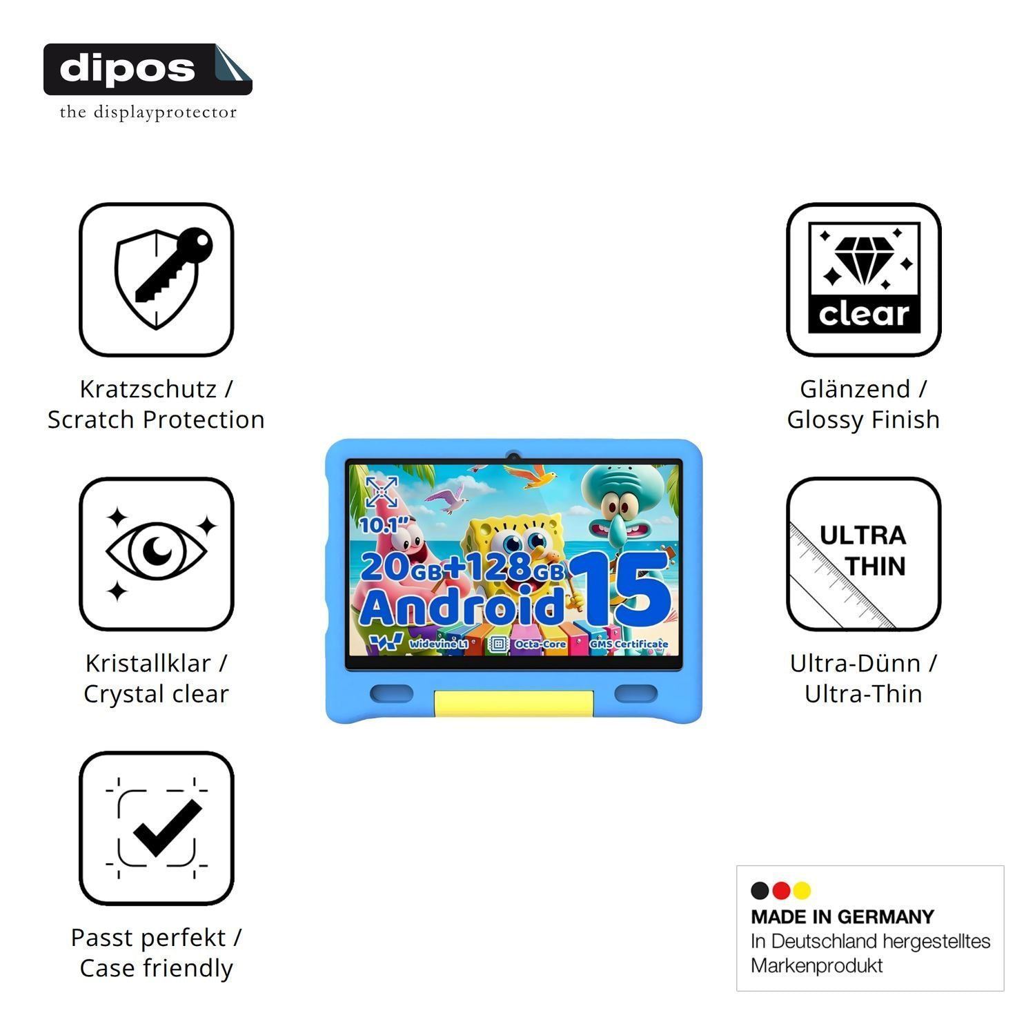 2x Schutzfolie klar für Gleeso KT1026 Display-Schu (7)