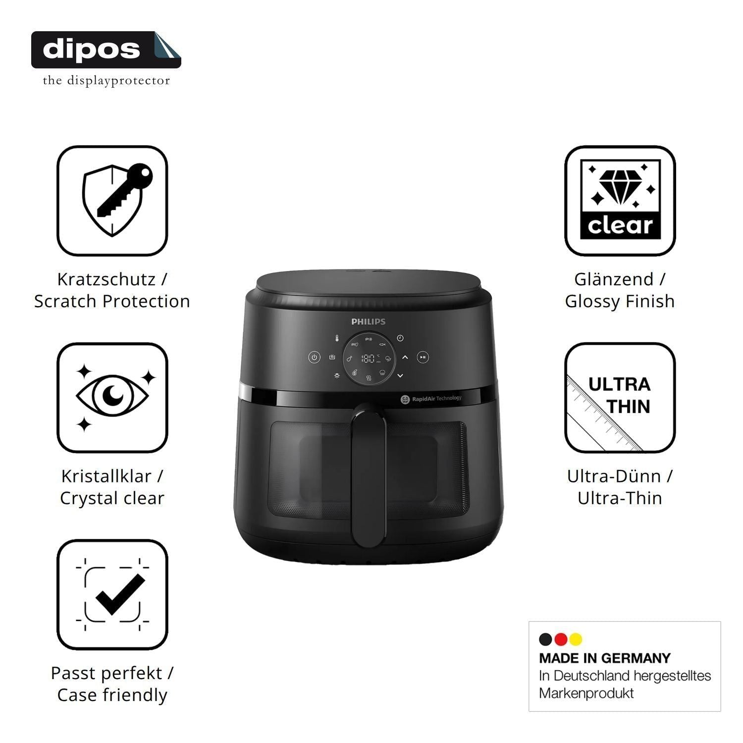2x Schutzfolie klar für Philips Airfryer 2000 Seri (7)