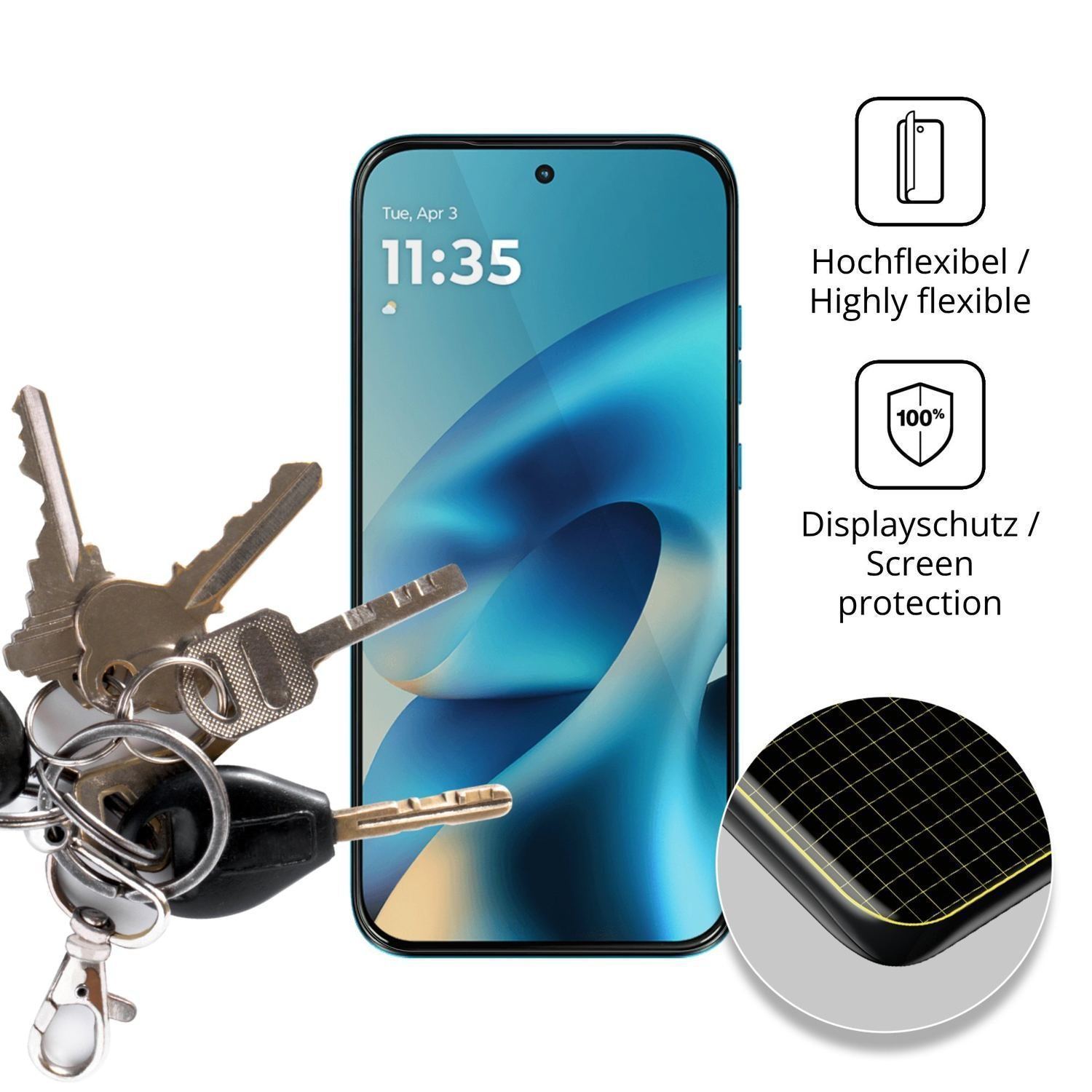 2x 3D Full Cover Schutzfolie für Motorola Moto G M (3)