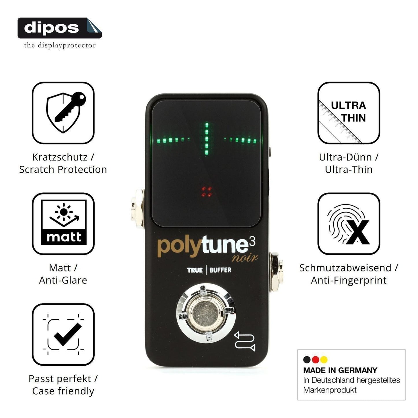 4x Schutzfolie matt für TC Electronic POLYTUNE 3 N (7)