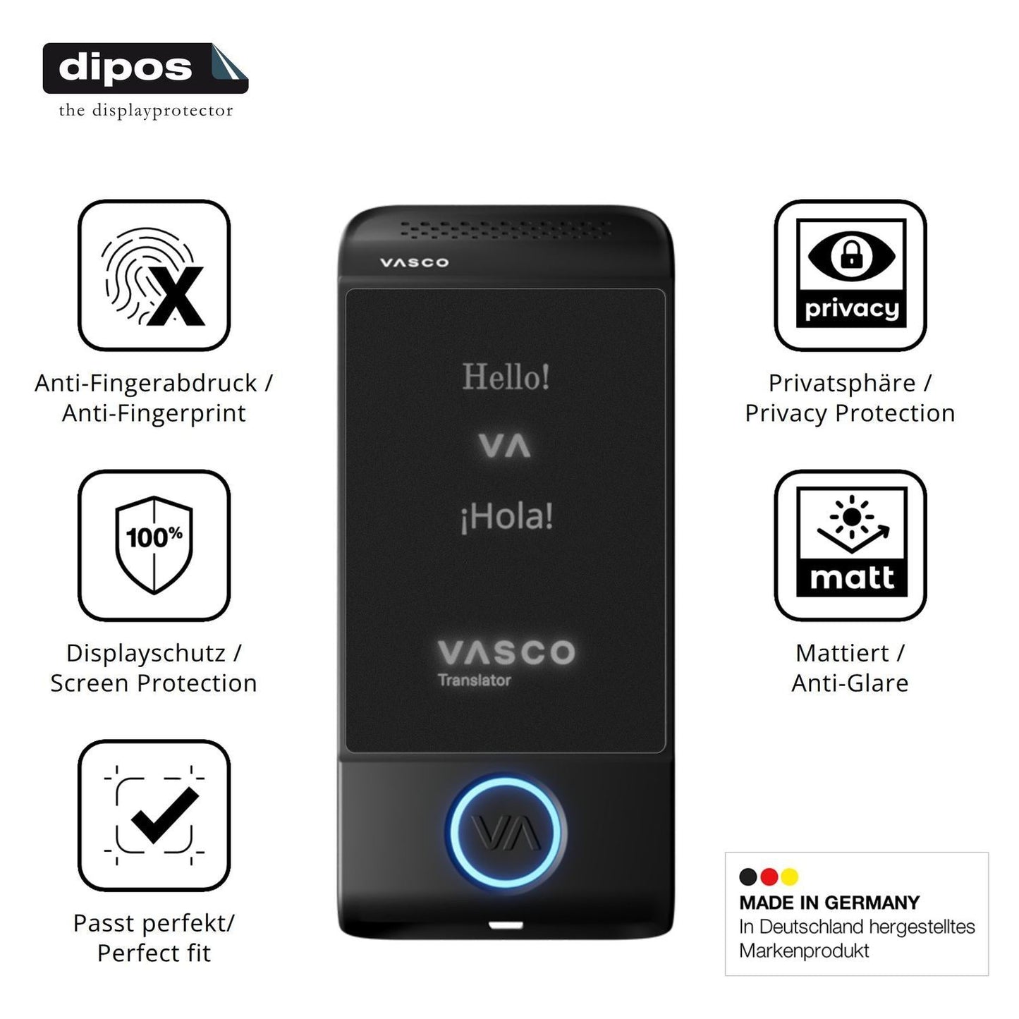 Blickschutzfolie für Vasco Translator M4 matt Schu (5)