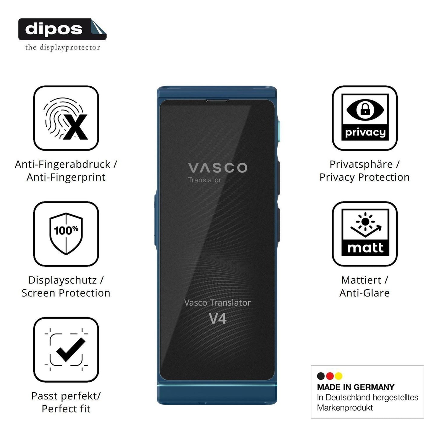 Blickschutzfolie für Vasco Translator V4 matt Schu (5)