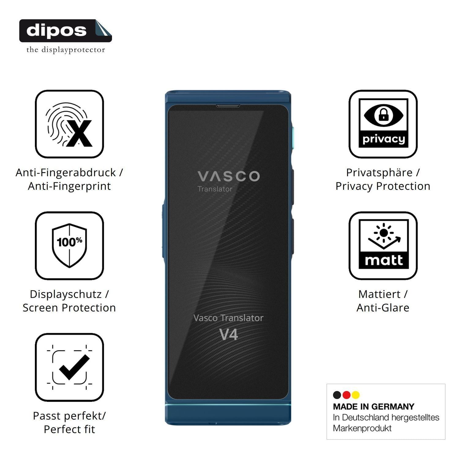 Blickschutzfolie für Vasco Translator V4 matt Schu (5)
