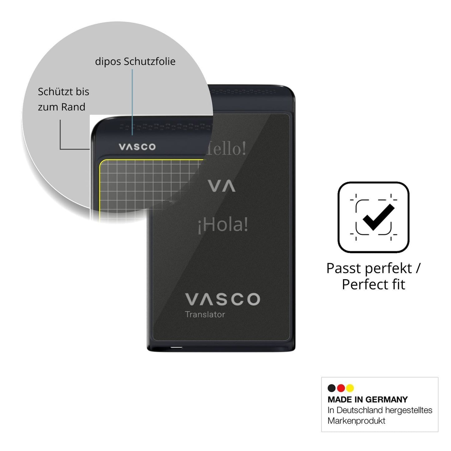 Blickschutzfolie für Vasco Translator Q1 matt Schu (4)