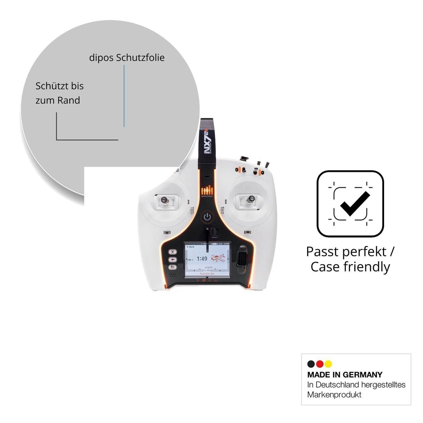 2x 9H Schutzfolie matt für Spektrum NX7e Plus Panz (6)
