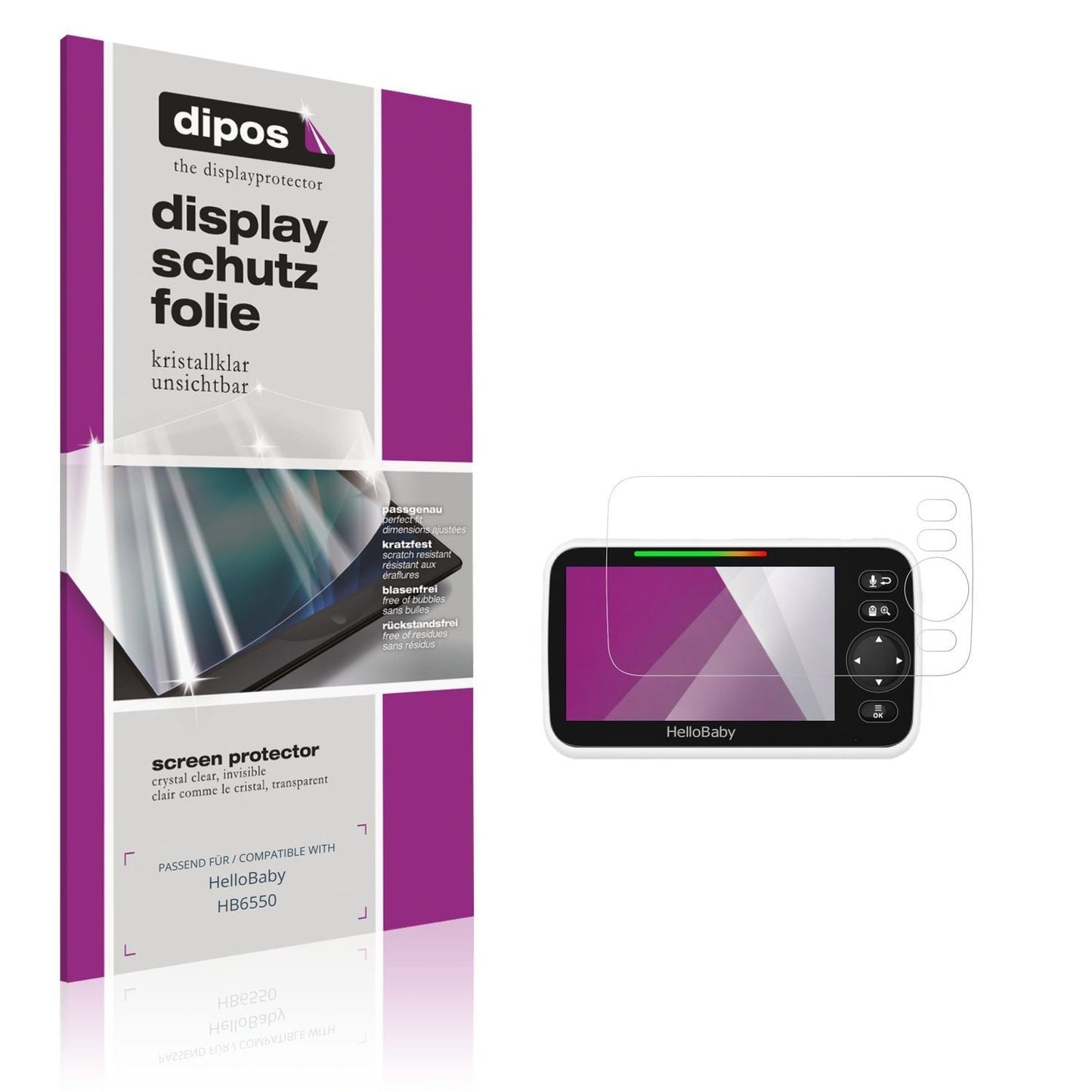 2x Schutzfolie klar für HelloBaby HB6550 Display-S (1)