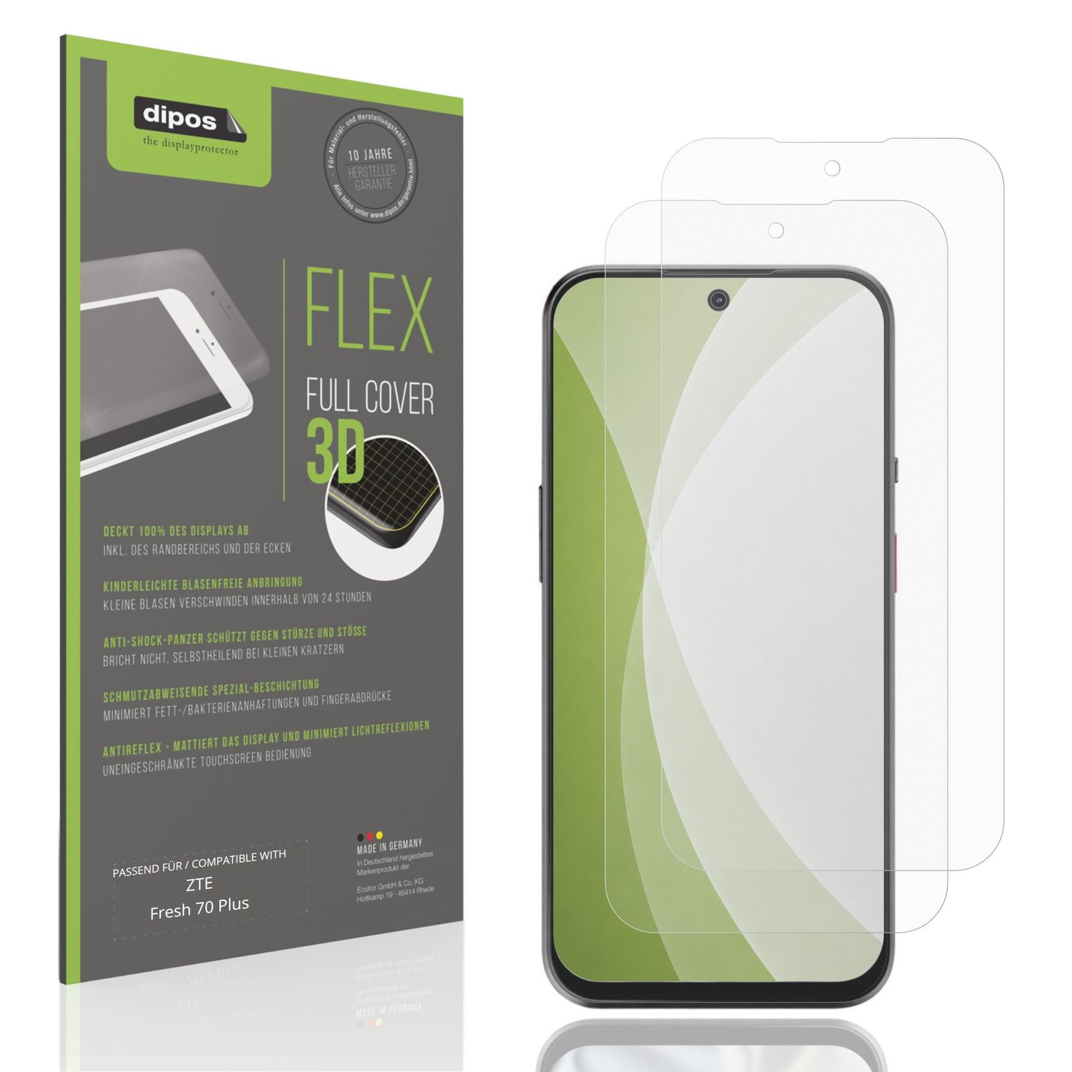 2x Full Cover Schutzfolie matt für ZTE Fresh 70 Pl (1)