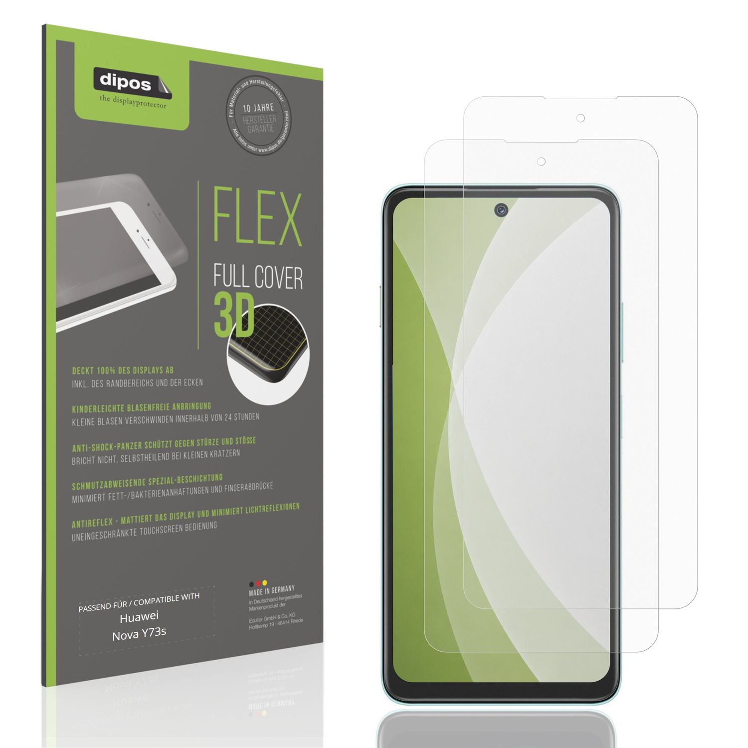 2x Full Cover Schutzfolie matt für Huawei Nova Y73 (1)